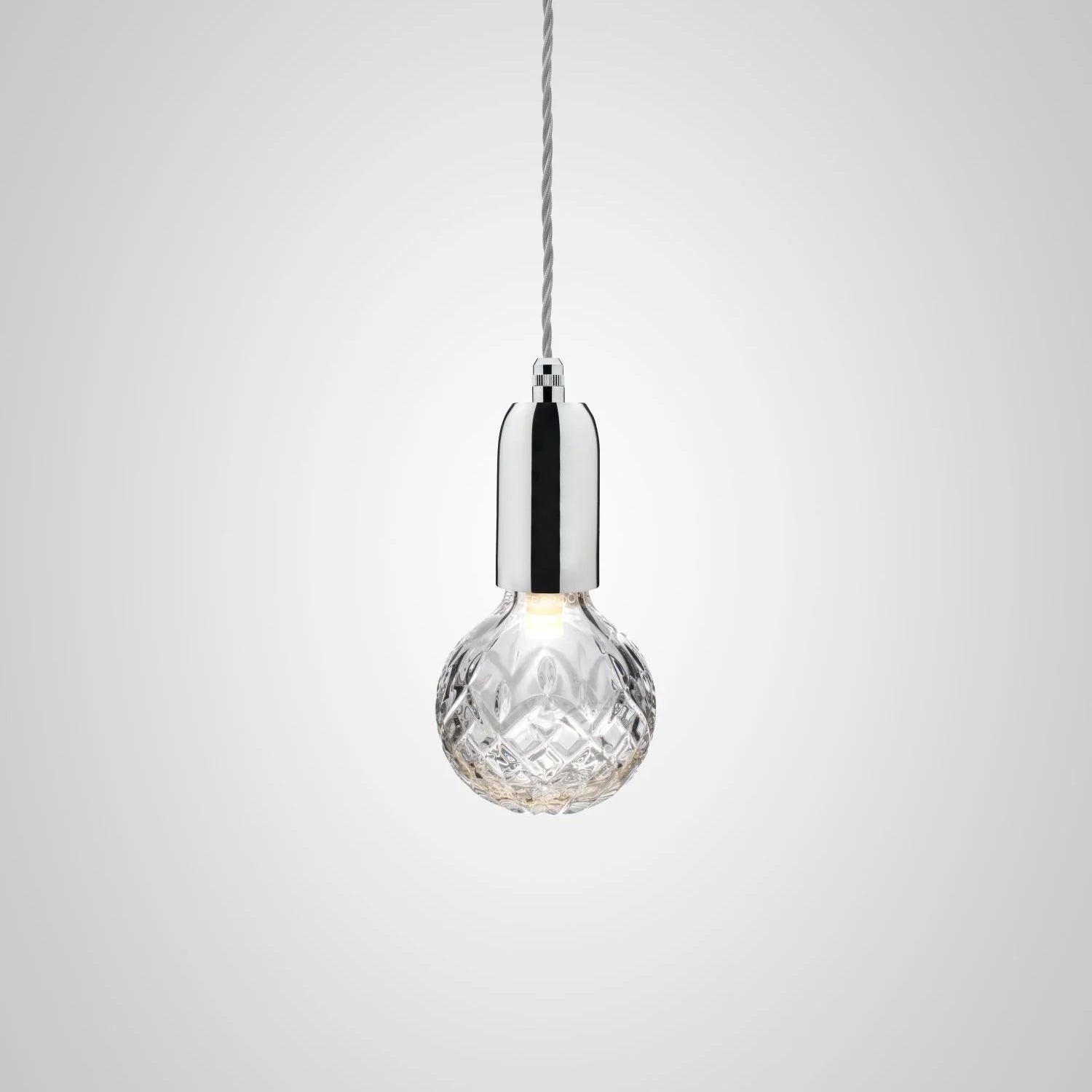 Pendelleuchte CRYSTAL BULB aus Kristallglas mit verchromter Oberfläche