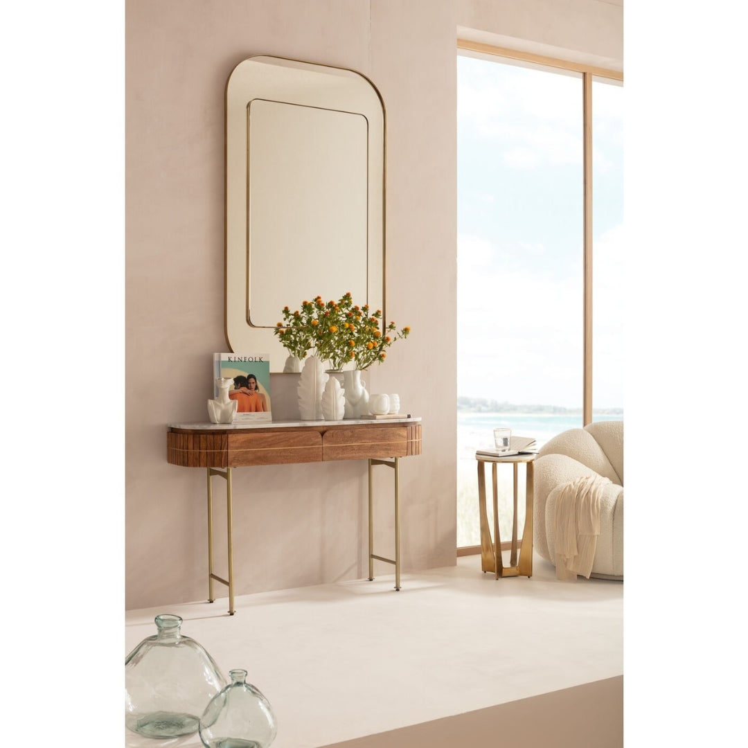 Grace Lite Wood Console mit einem Marmoroberteil