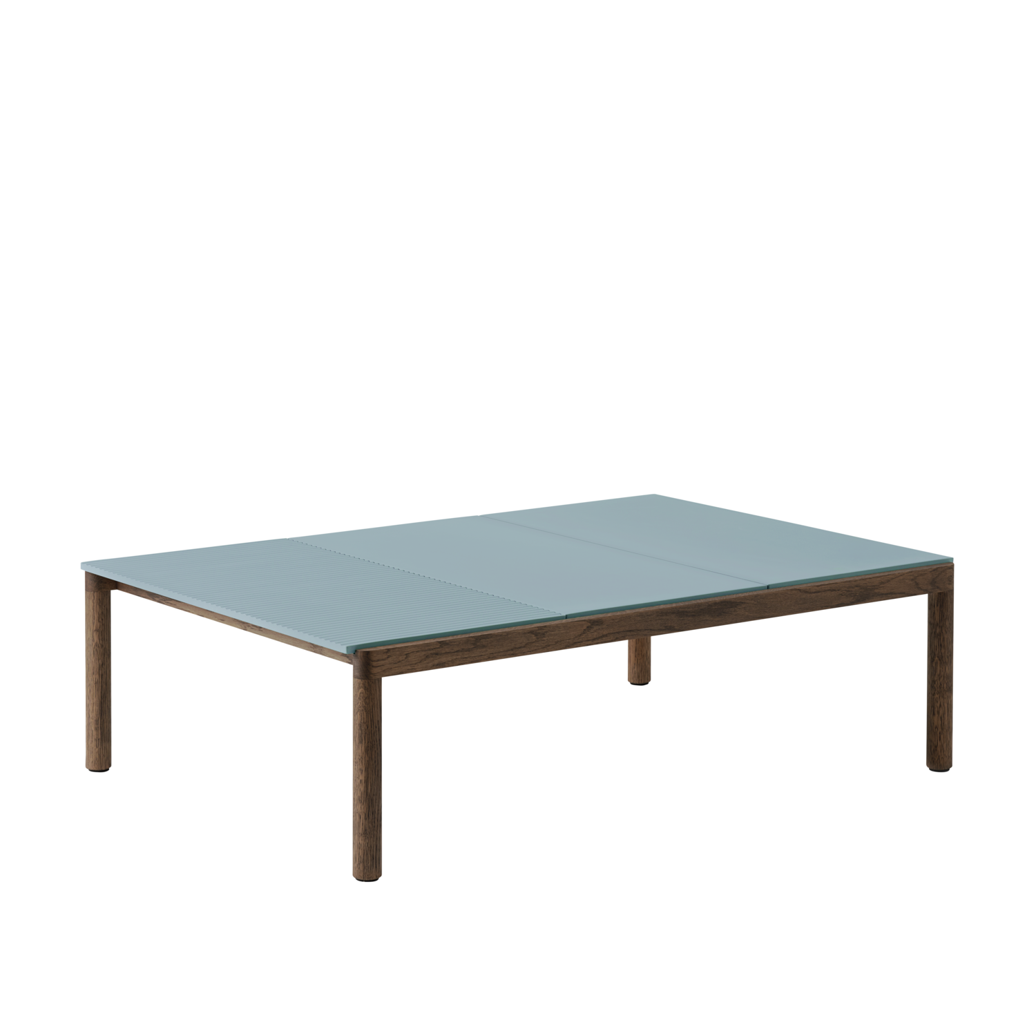 Couchtisch COUPLE blau mit dunklem Eichenfuß