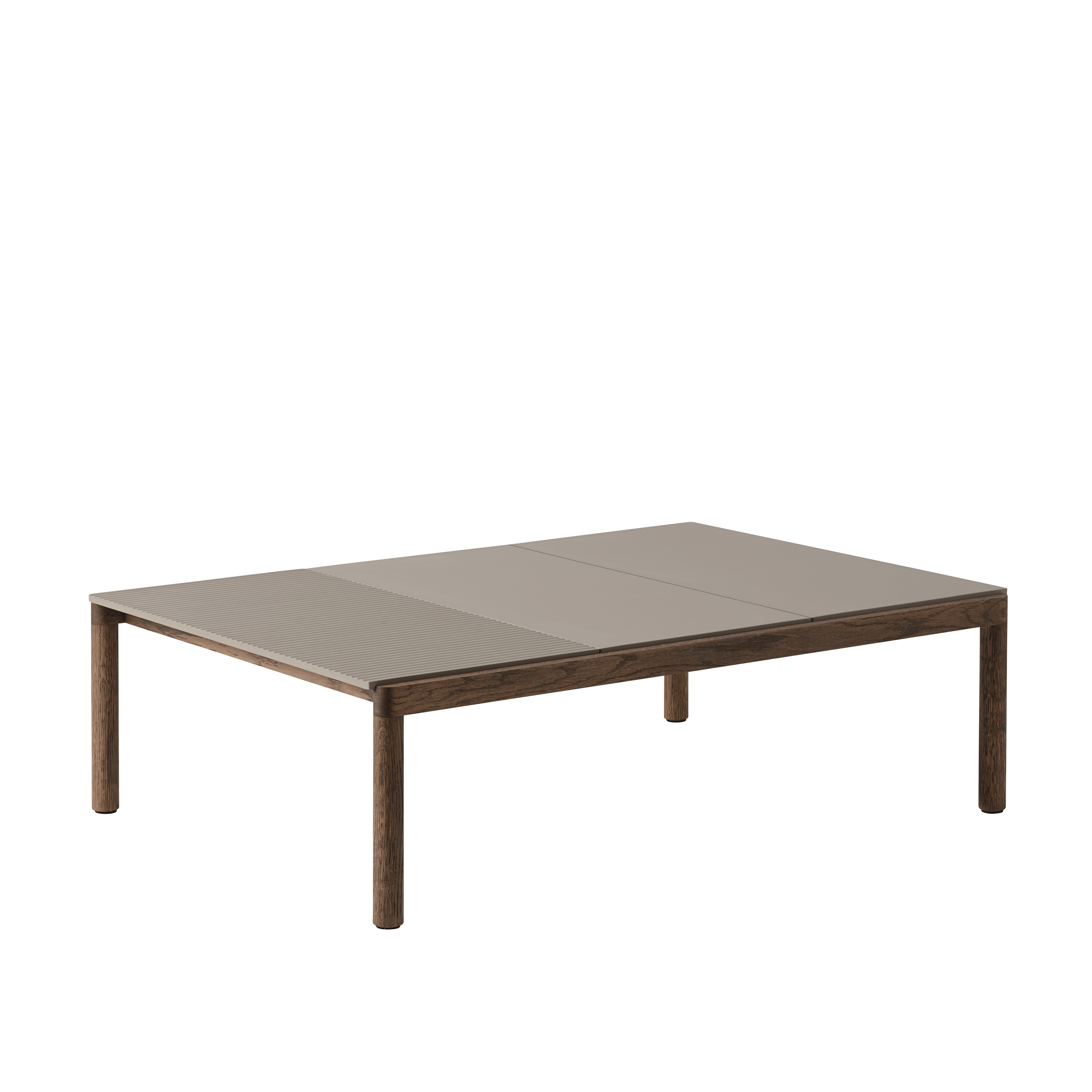 Couchtisch COUPLE taupe mit dunklem Eichenfuß