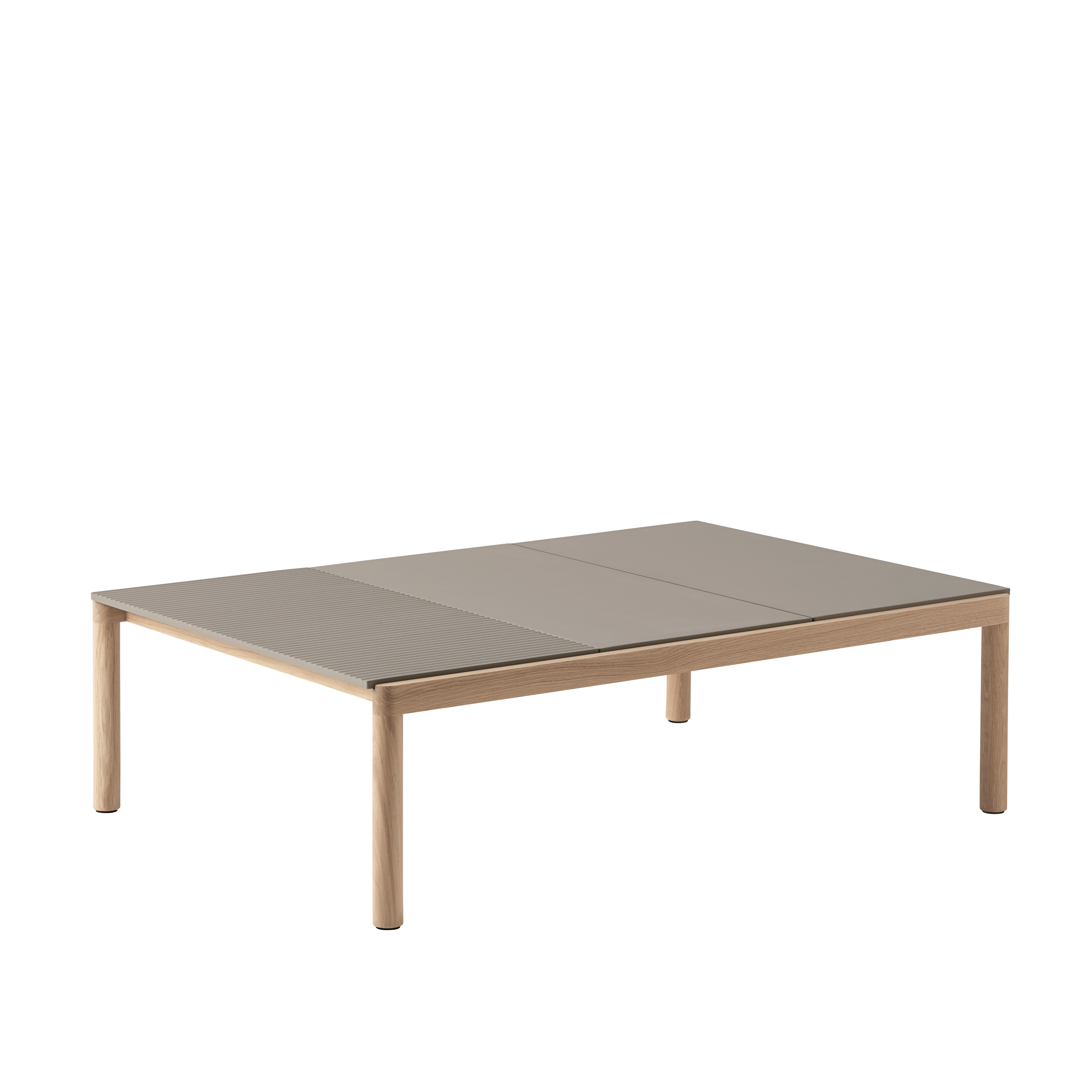 Couchtisch COUPLE taupe mit Eichenbasis