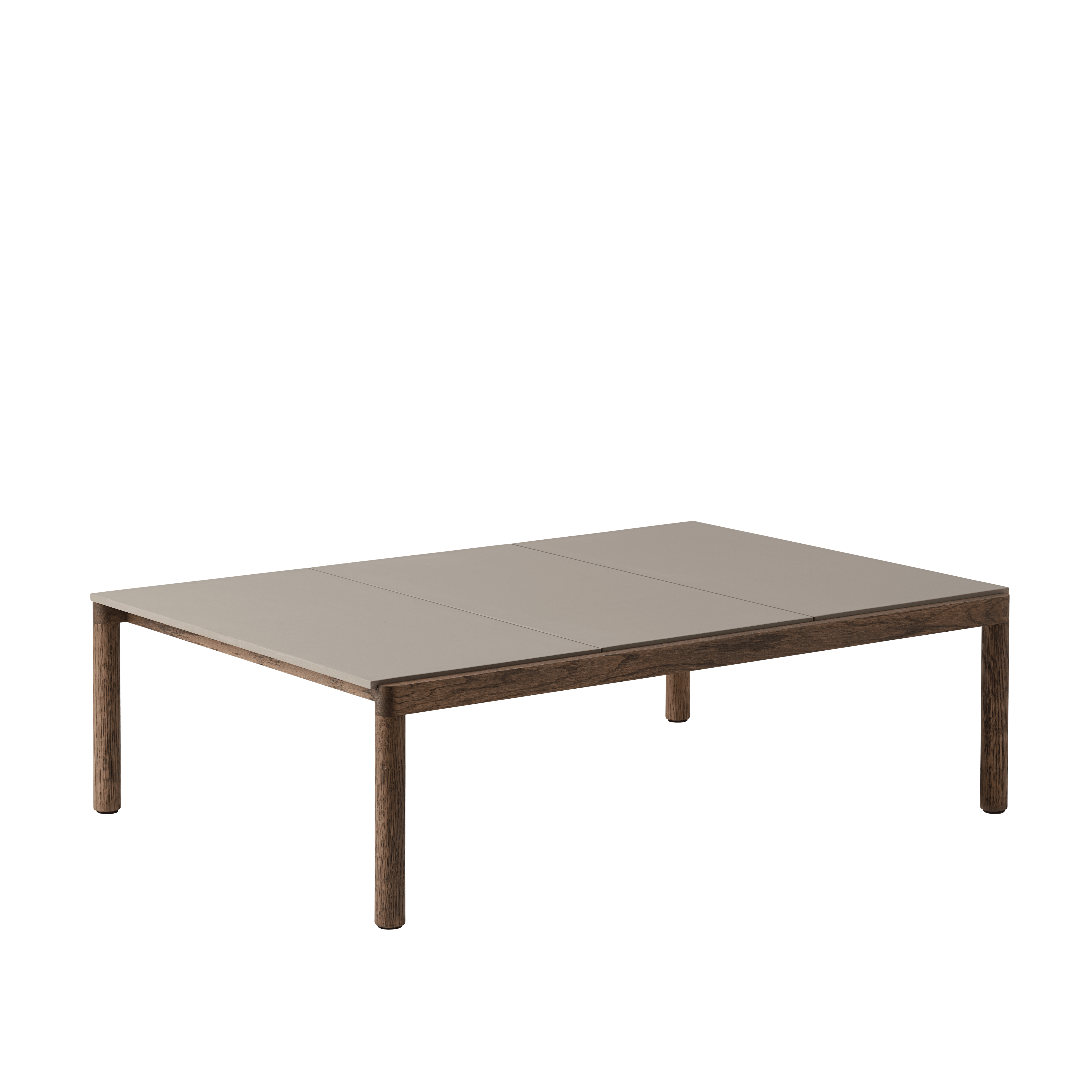Couchtisch COUPLE taupe mit dunklem Eichenfuß