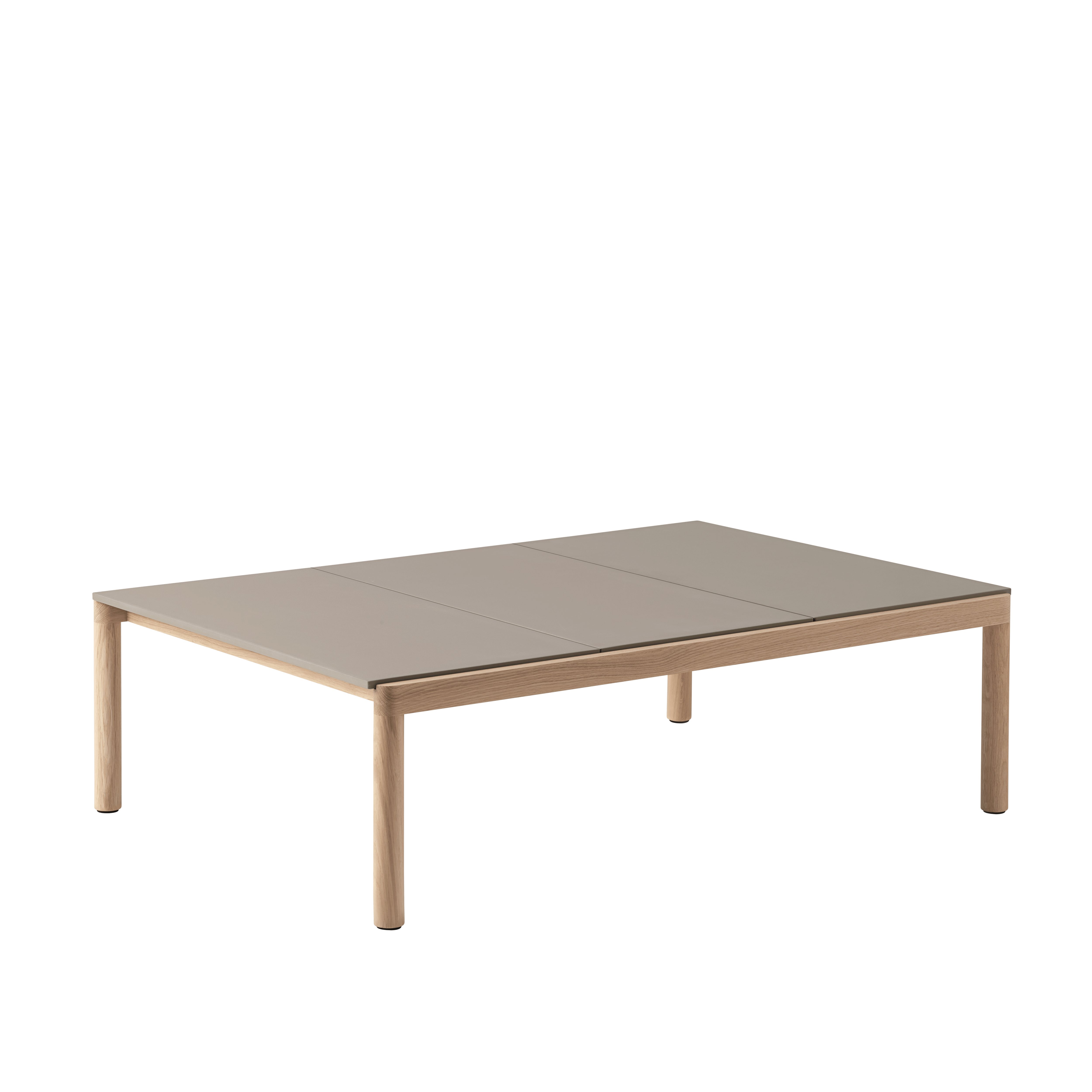 Couchtisch COUPLE taupe mit Eichenbasis