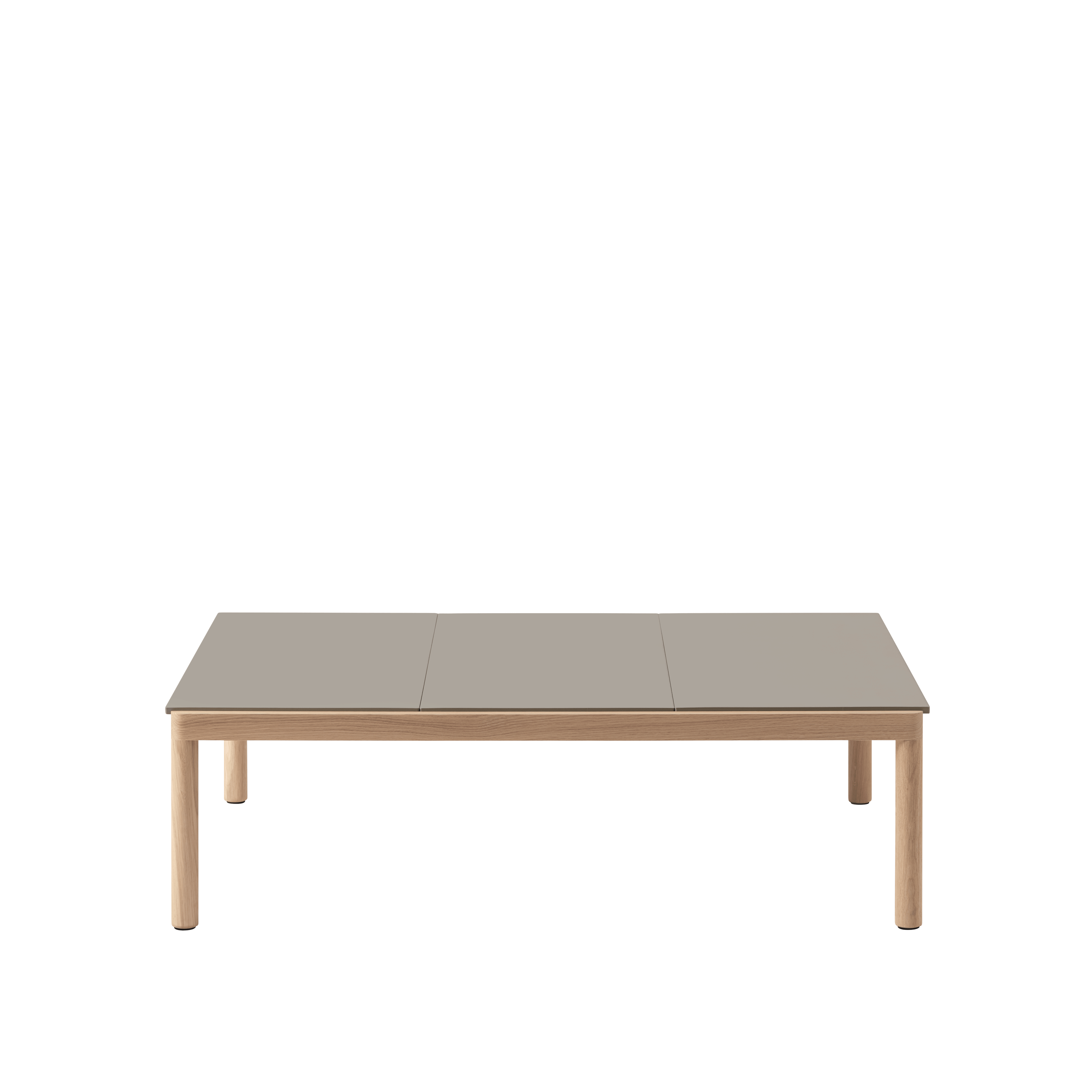 Couchtisch COUPLE taupe mit Eichenbasis