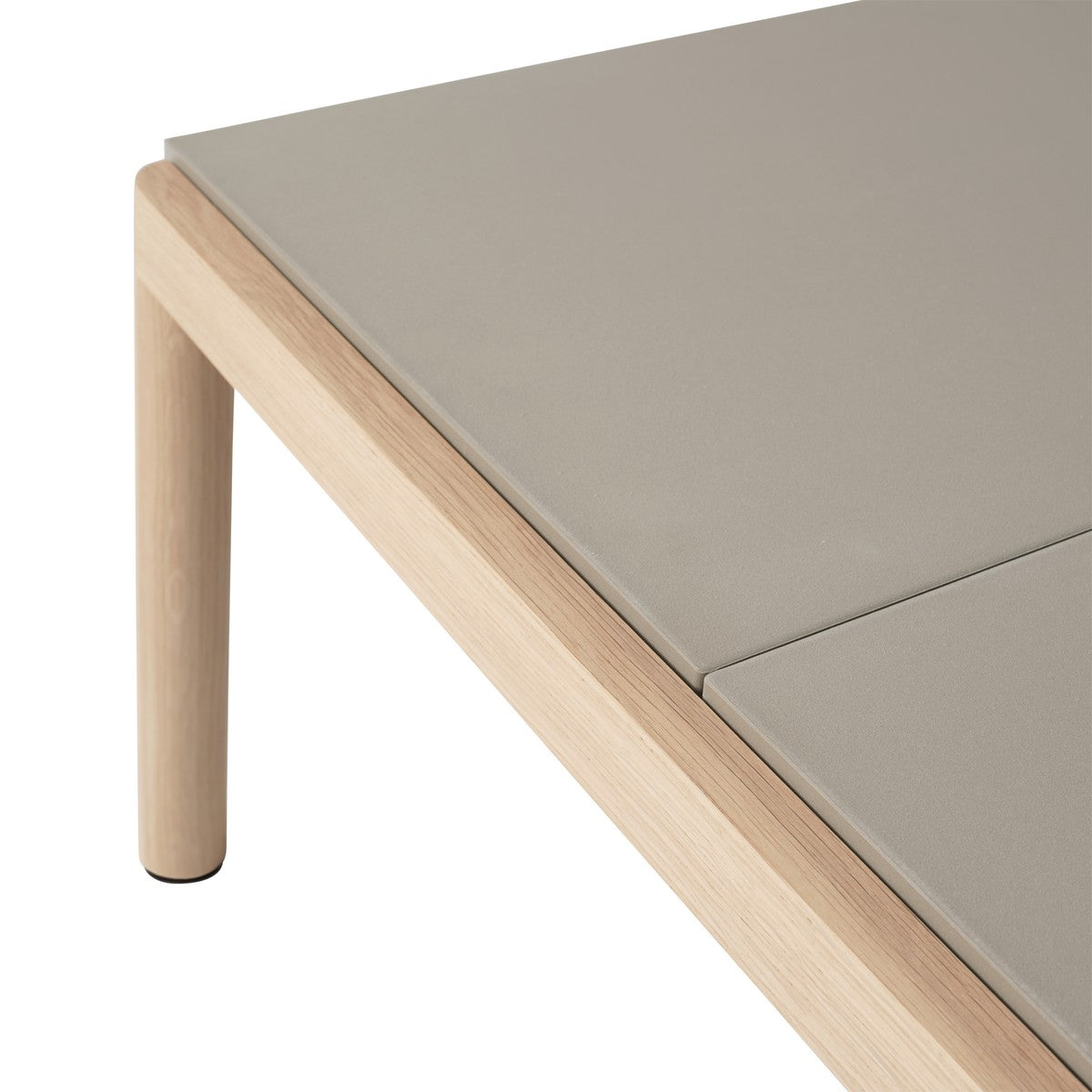 Couchtisch COUPLE taupe mit Eichenbasis