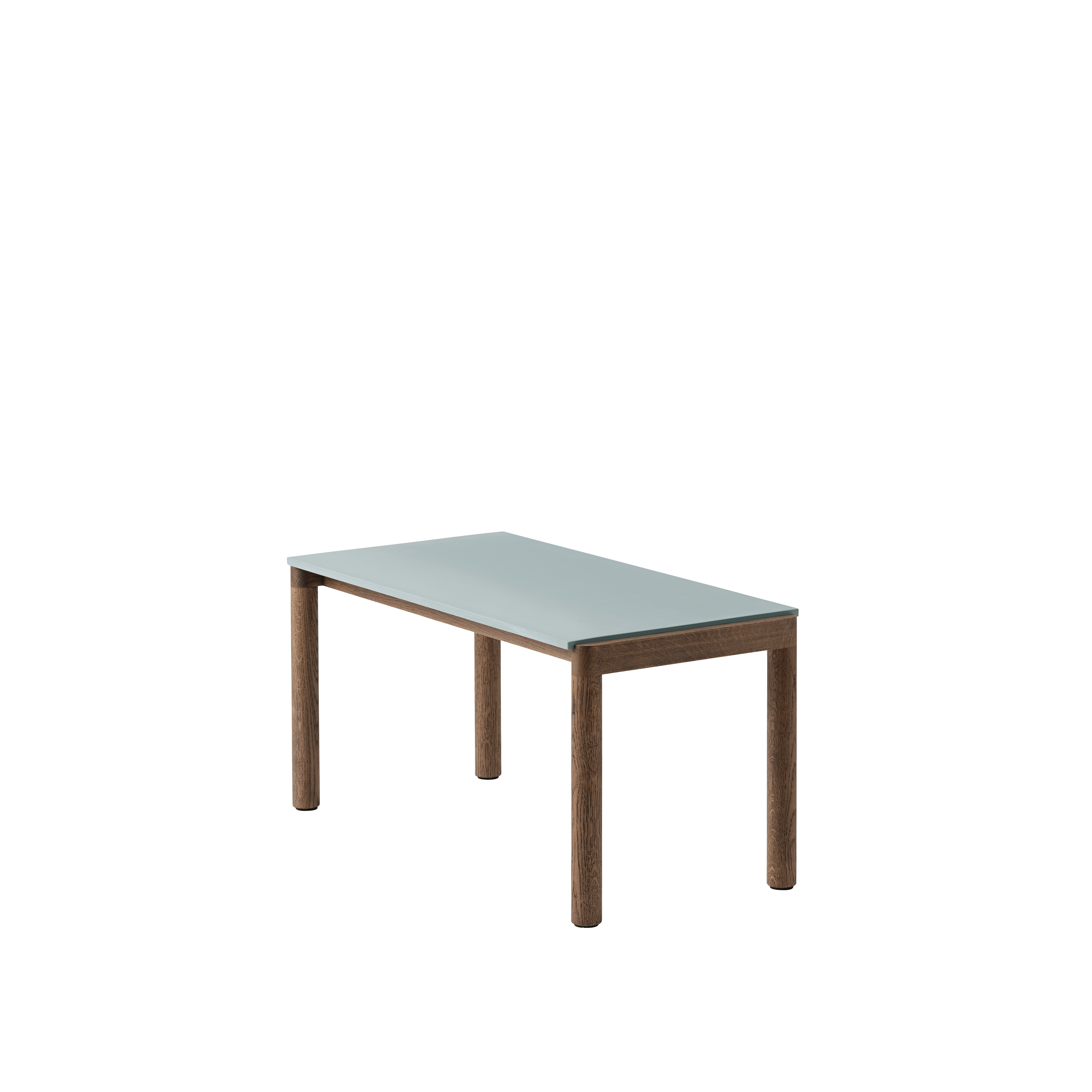 Couchtisch COUPLE blau mit dunklem Eichenfuß