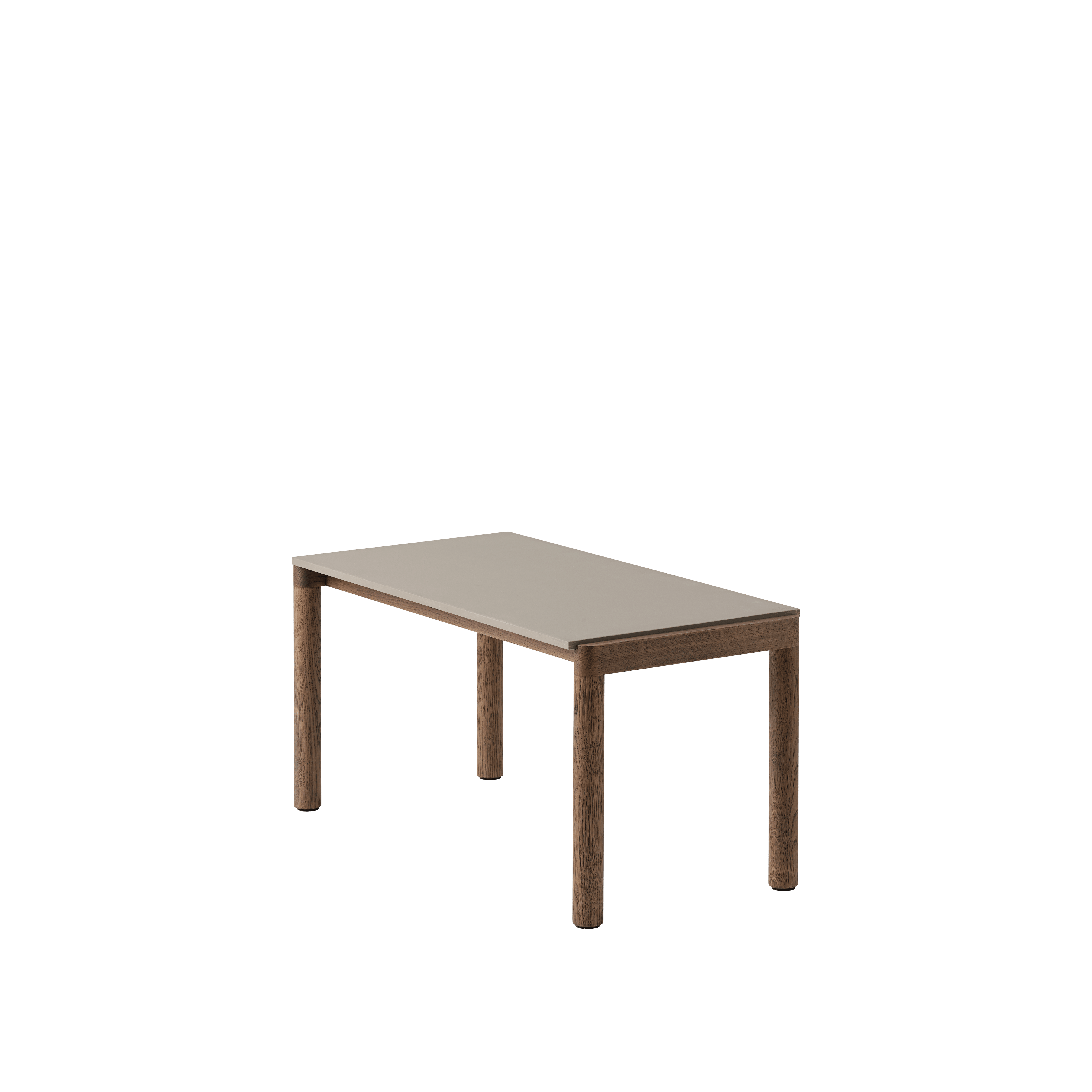 Couchtisch COUPLE taupe mit dunklem Eichenfuß