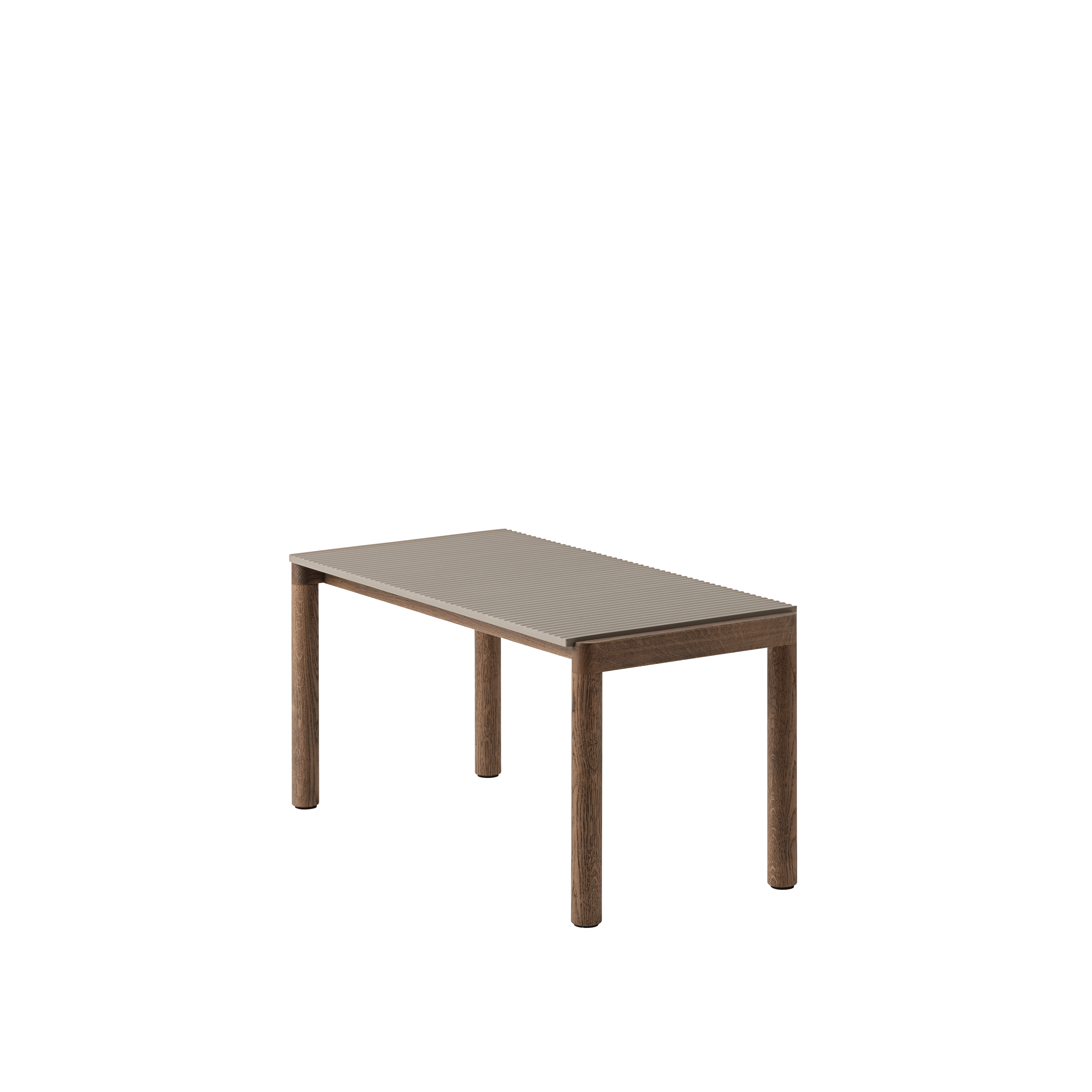 Couchtisch COUPLE taupe mit dunklem Eichenfuß