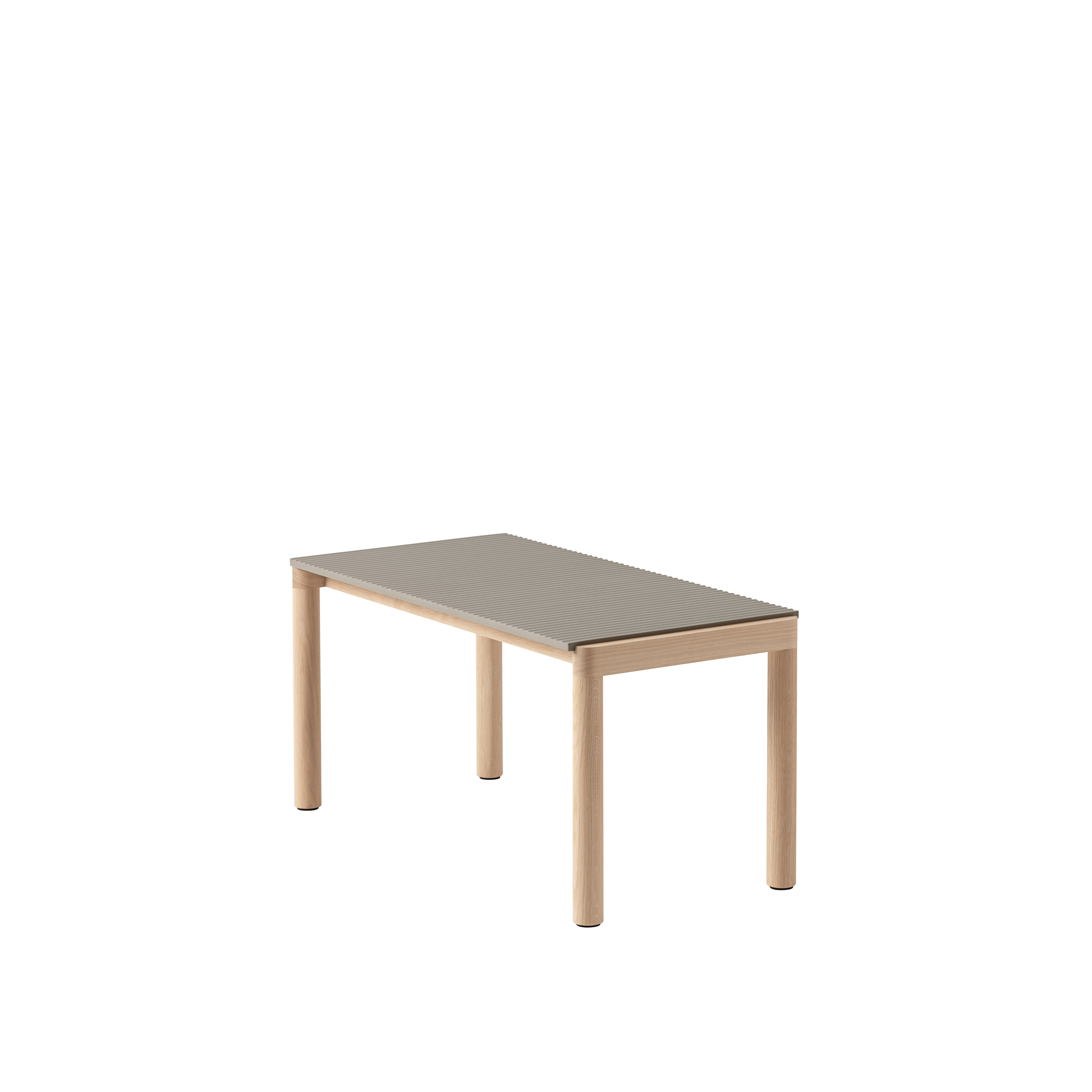 Couchtisch COUPLE taupe mit Eichenbasis