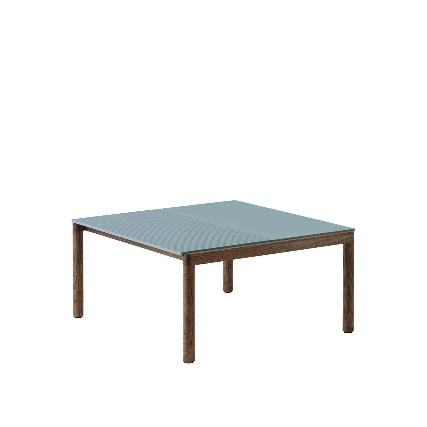 Couchtisch COUPLE blau mit dunklem Eichenfuß