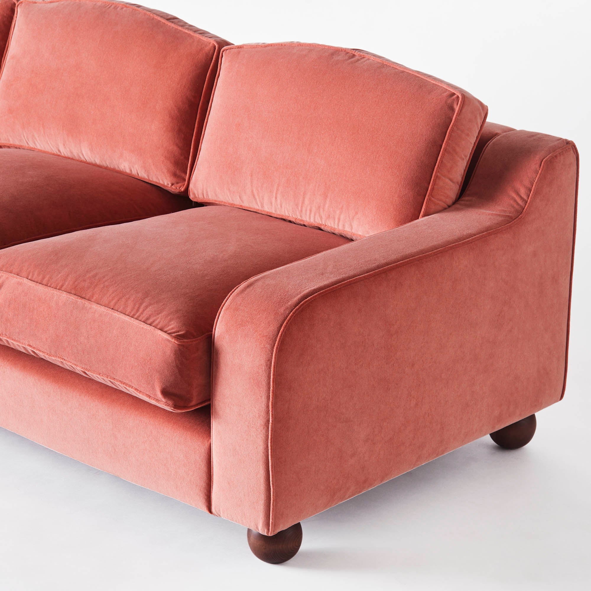 Sofa LOLA korallfarbener Samt