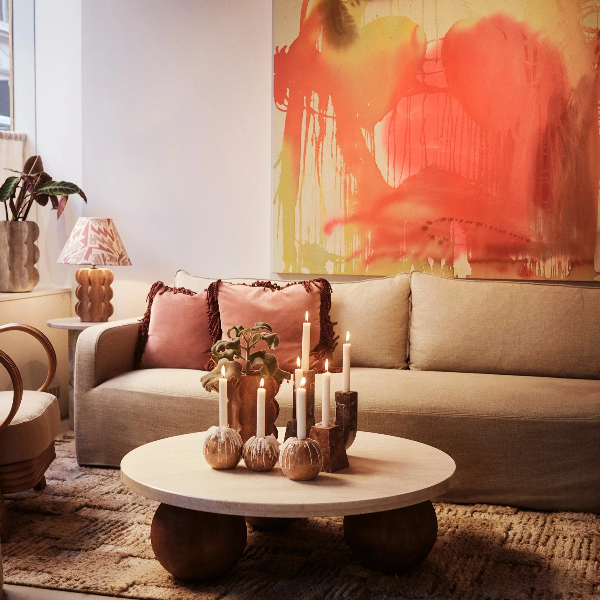 Kerzenhalter SPHERE orange Marmor