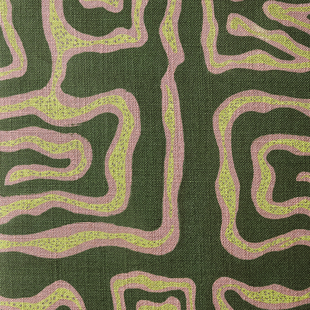 Sofa 3-sitzig LOLA grün mit beigem Muster