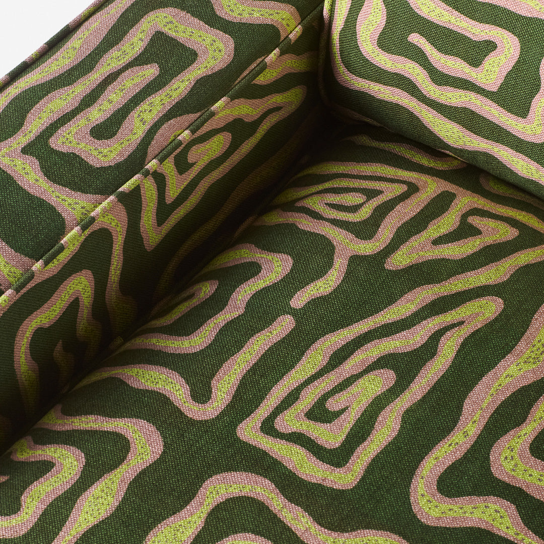 Sofa 3-sitzig LOLA grün mit beigem Muster