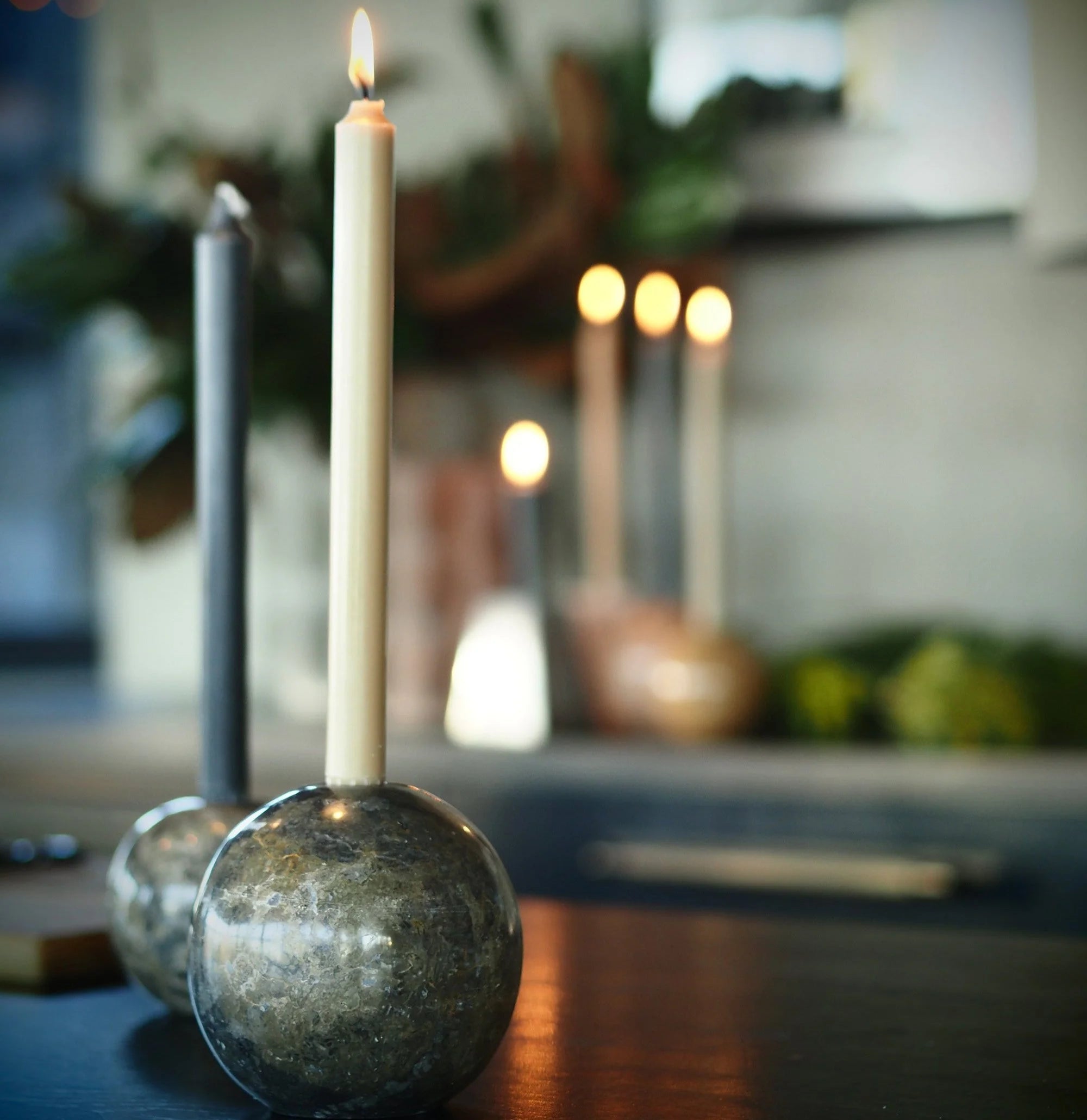 Kerzenhalter SPHERE brauner Marmor