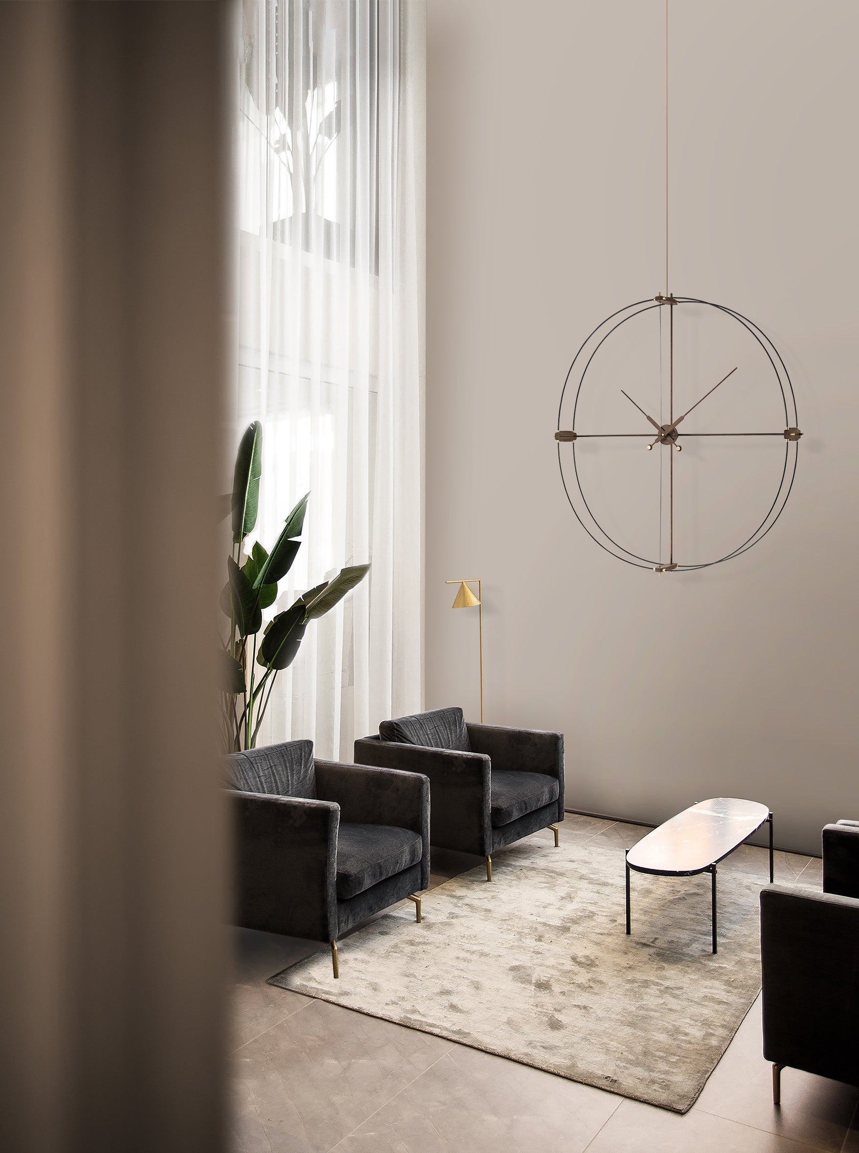 Wanduhr DELMORI PREMIUM Nussbaum mit Schwarz