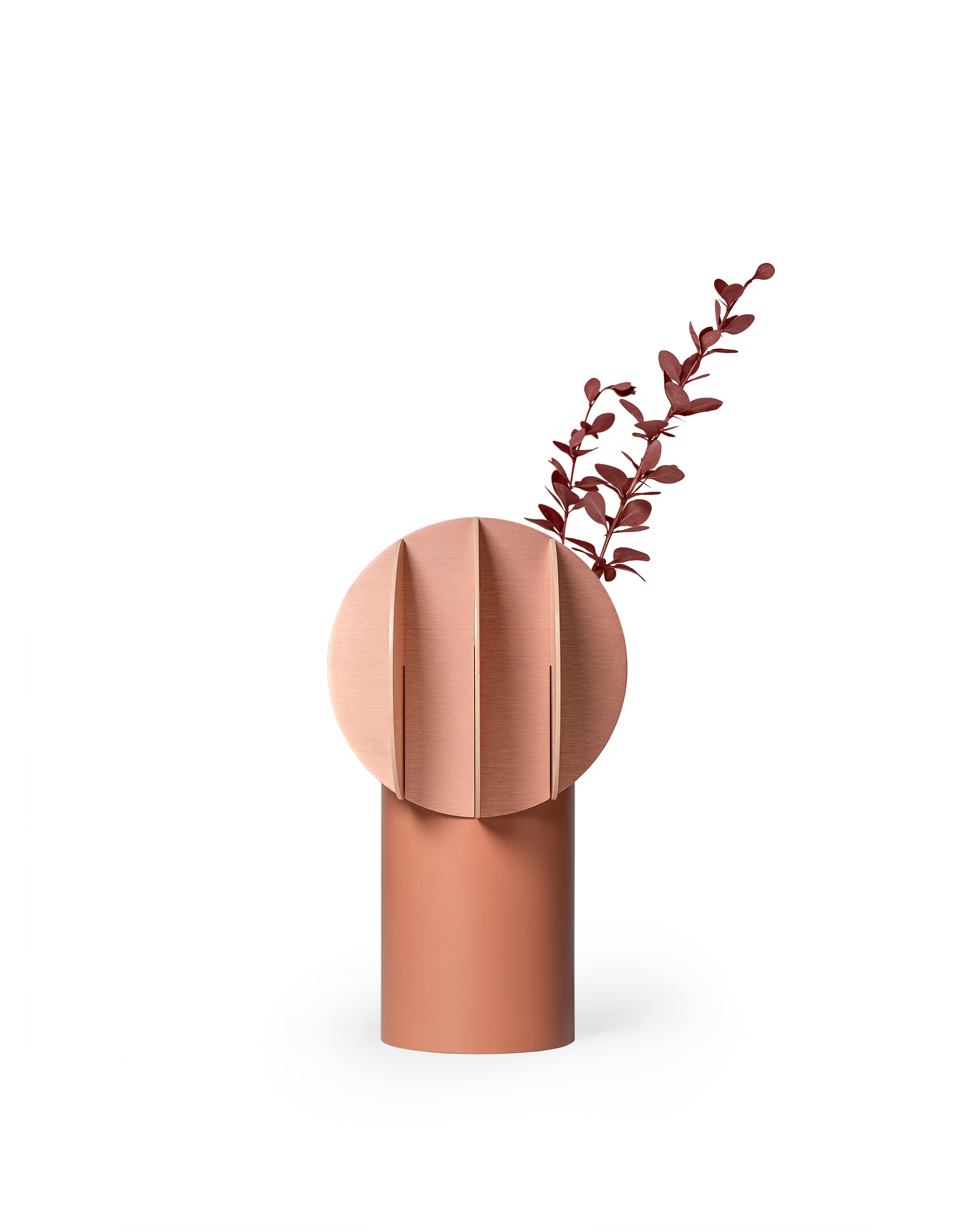 DELAUNAY vase in powder pink with peach and copper