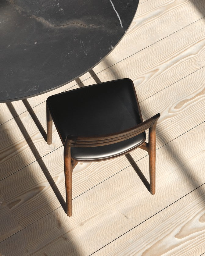 CABIN Chair Black Leather with Dark Oak Base