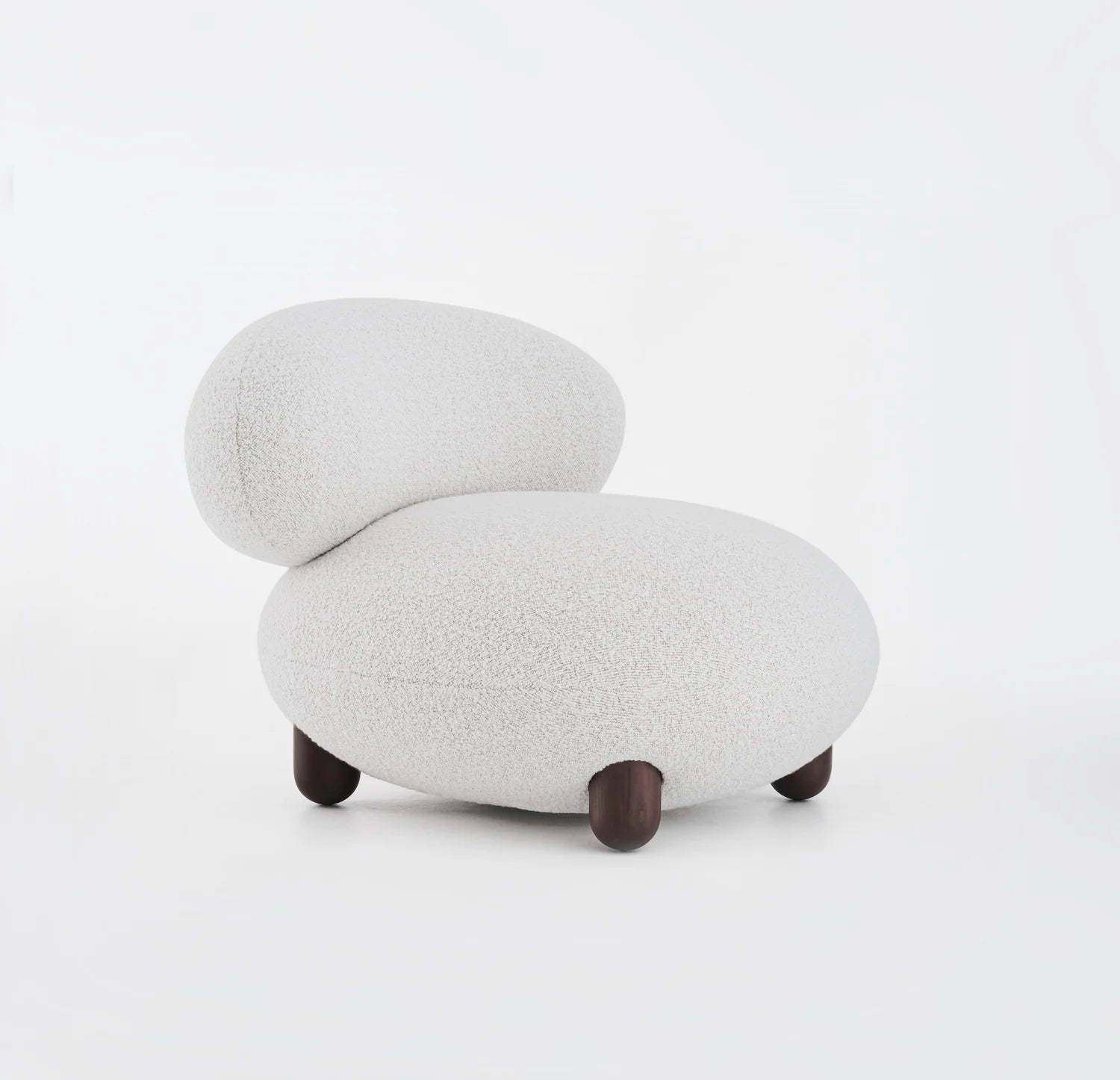 Upholstered FLOCK Armchair with Wooden Base