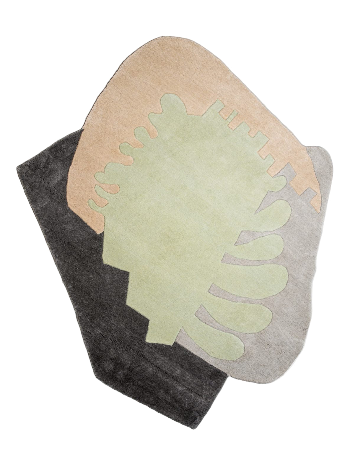 Asymmetrischer Dekorationsteppich FUSION grün mit grau