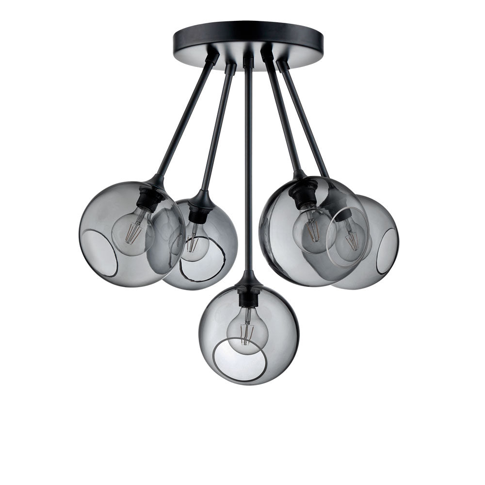 Chandelier BALLROOM MOLECULE smoked with black finish [Amelia]
