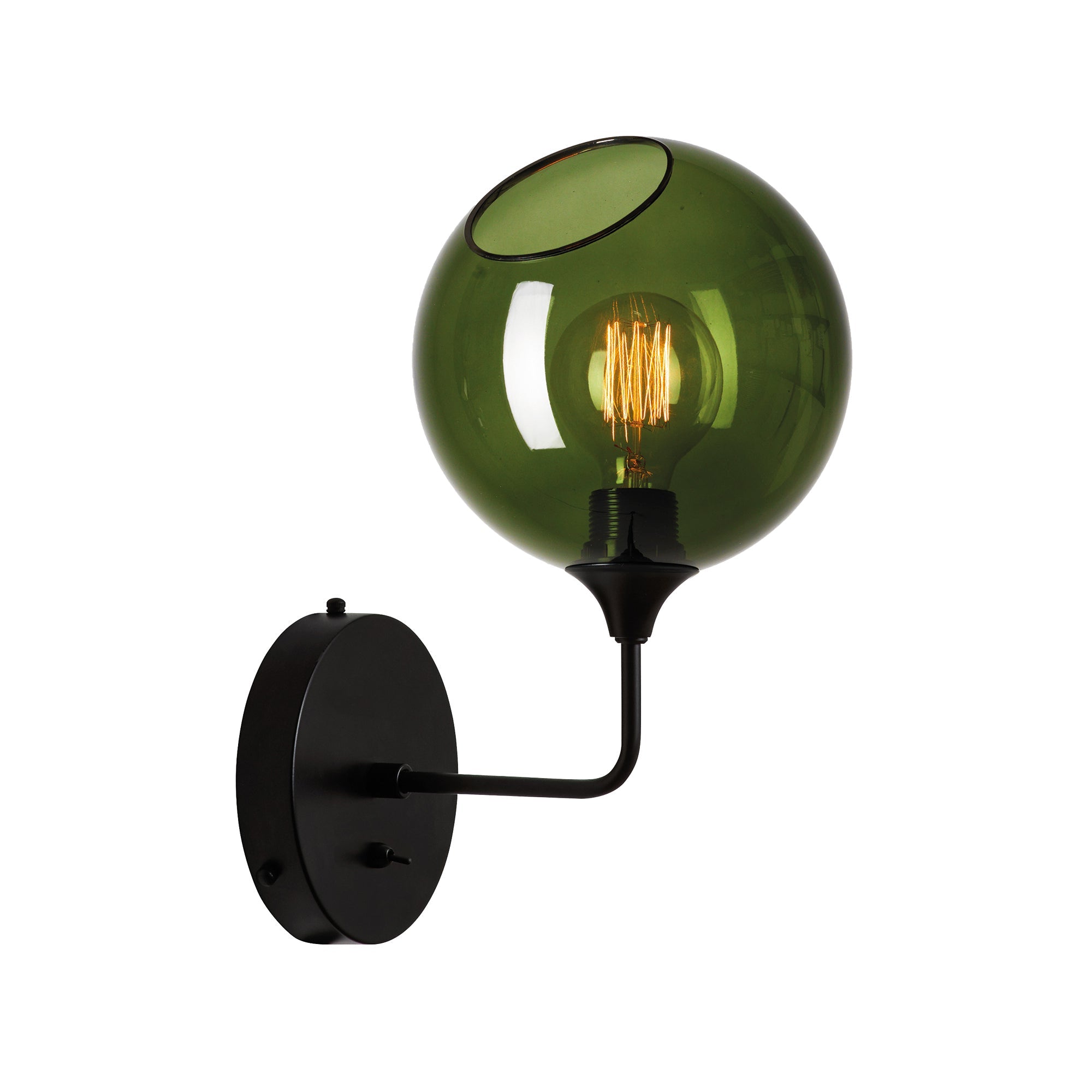 BALLROOM Wall Lamp Dark Green Glass with Black Base
