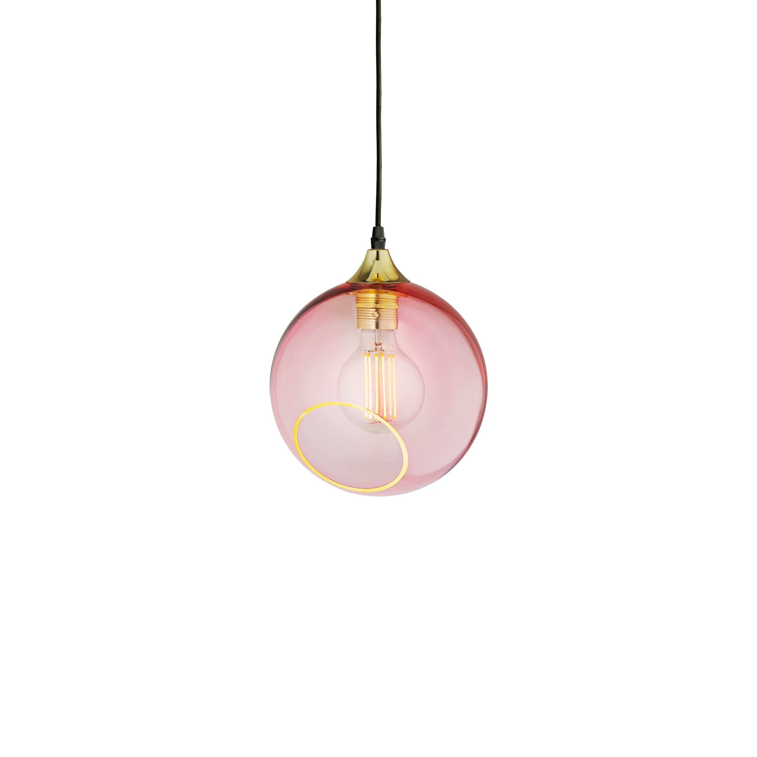 Pendelleuchte BALLROOM rosa mit goldener Veredelung