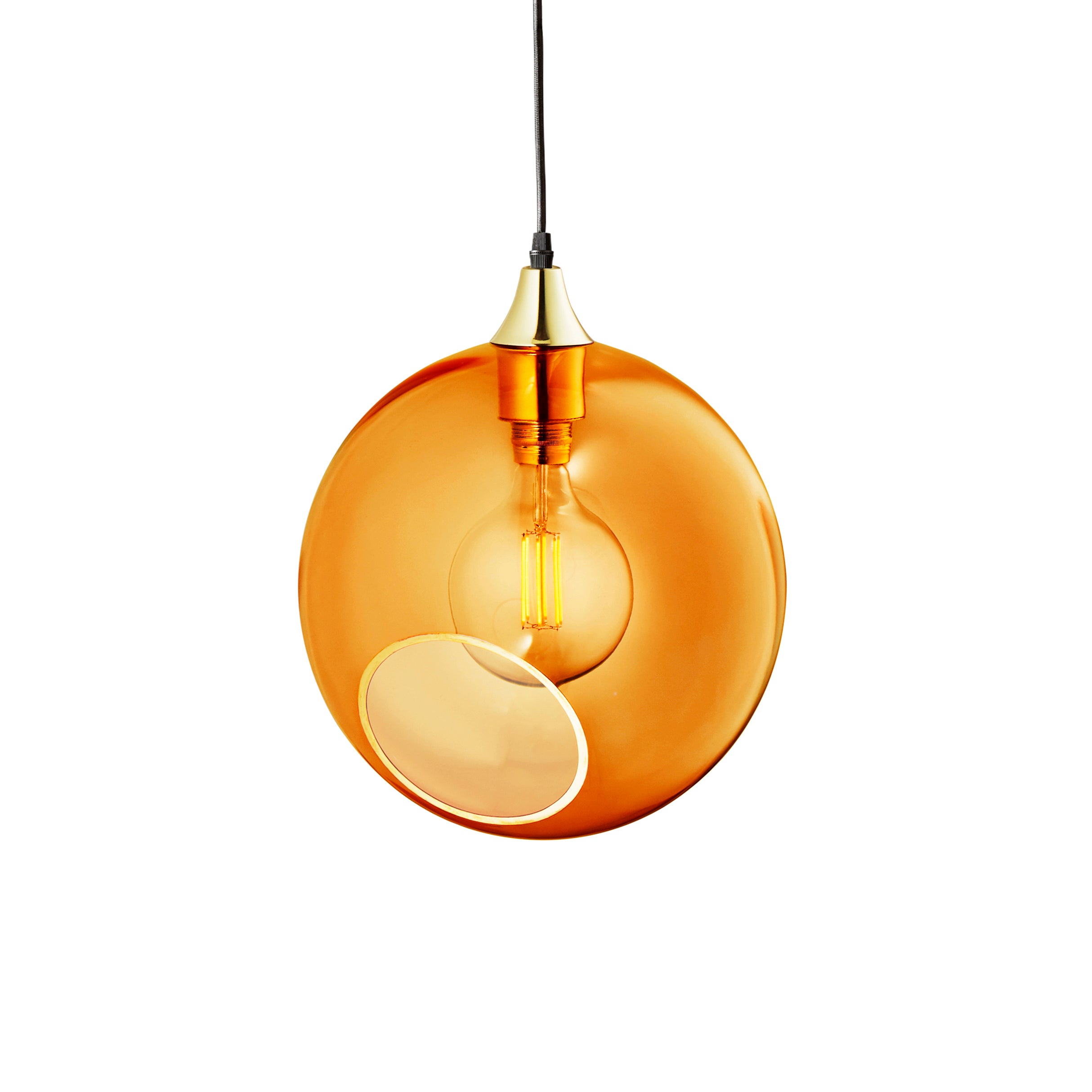 Pendelleuchte BALLROOM bernsteinfarben mit goldener Veredelung