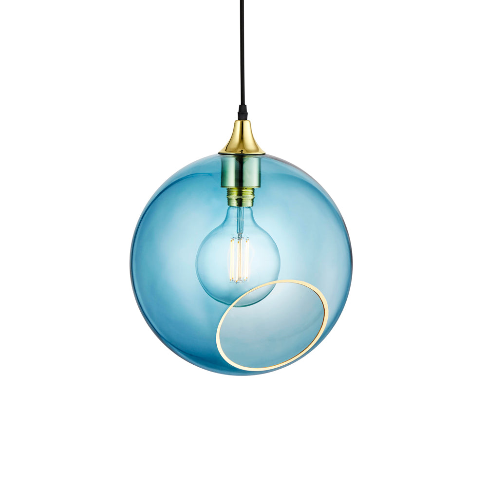 Ballroom Pendant Lamp in Blue with Gold Finish