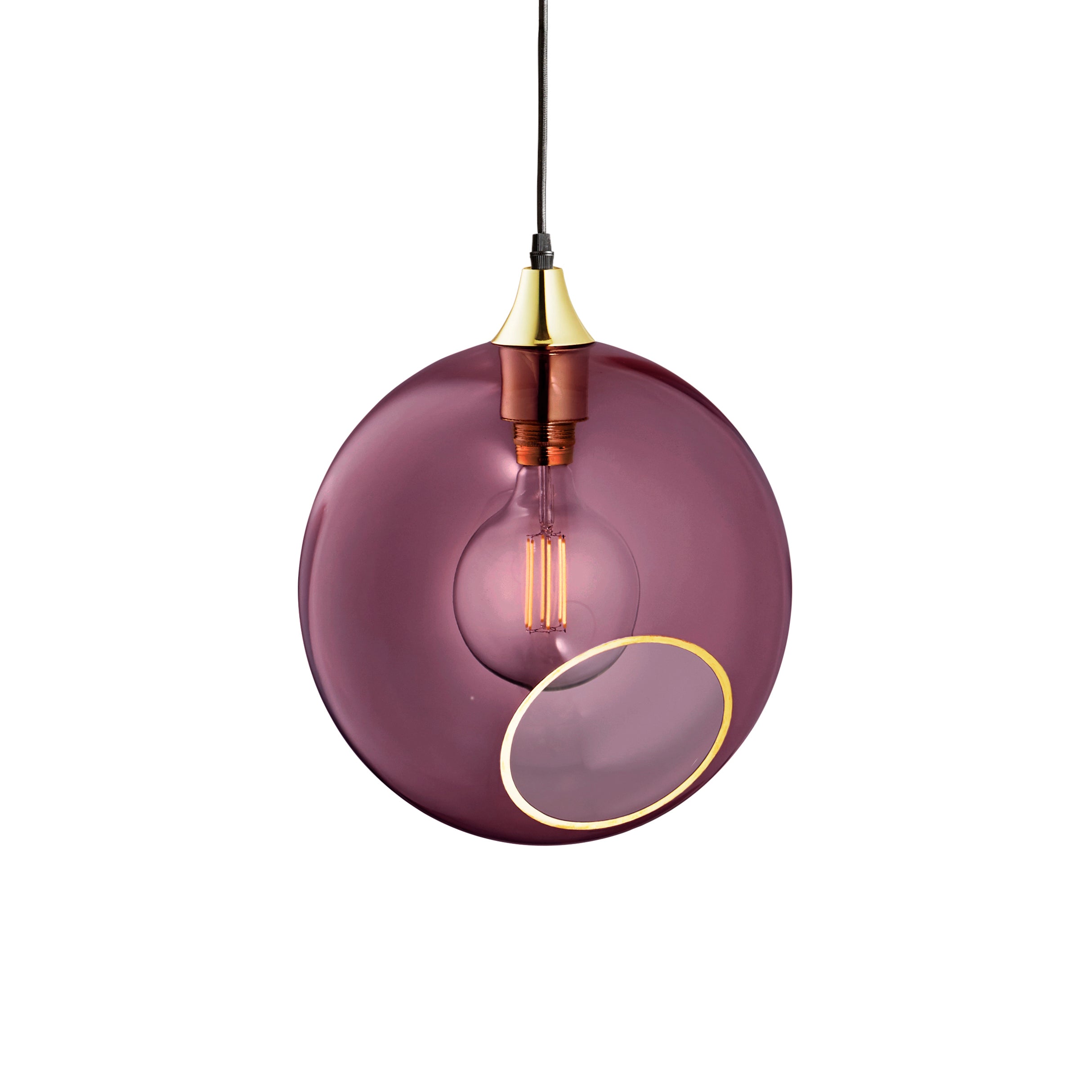 Pendelleuchte BALLROOM pflaume mit goldener Veredelung