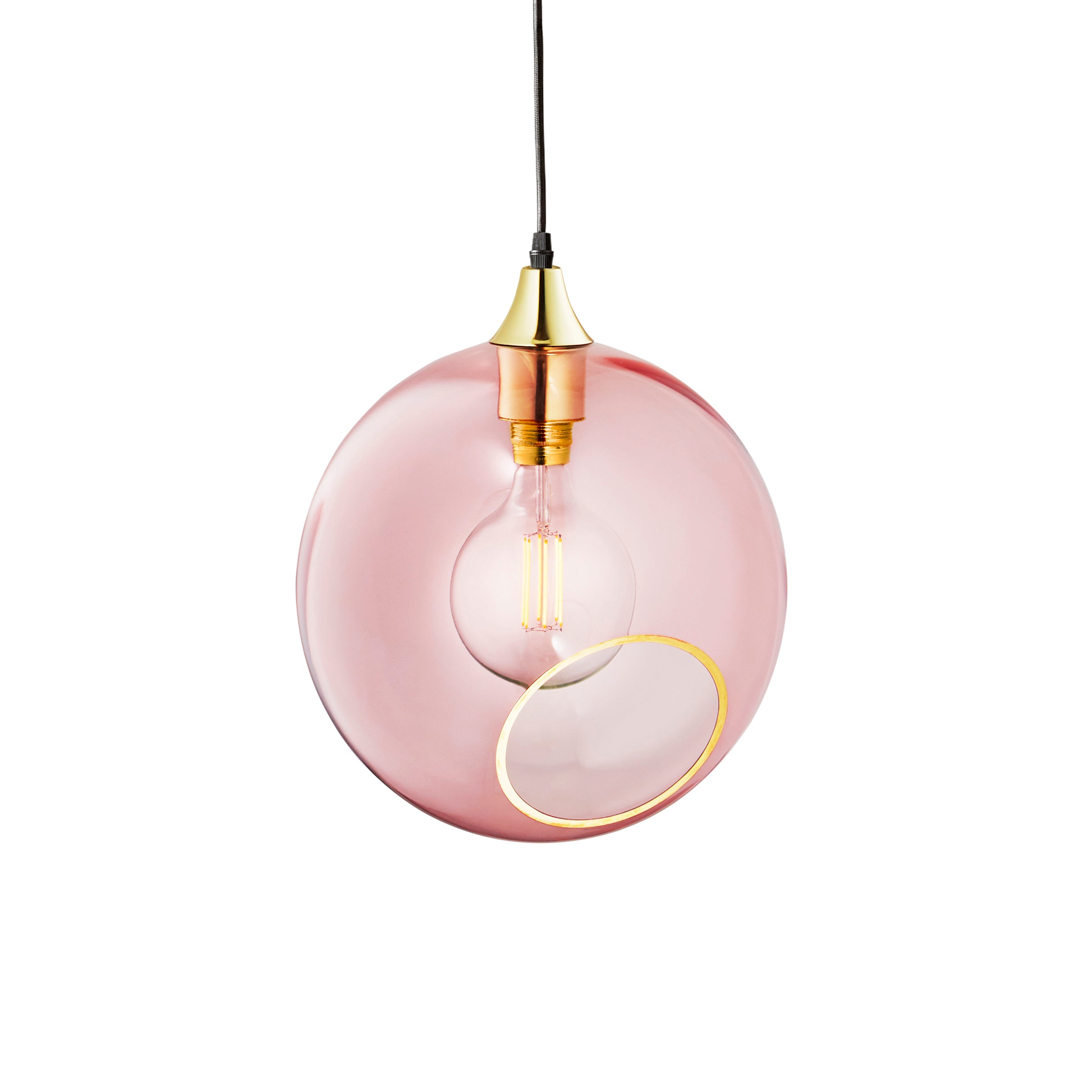 Pendelleuchte BALLROOM rosa mit goldener Veredelung