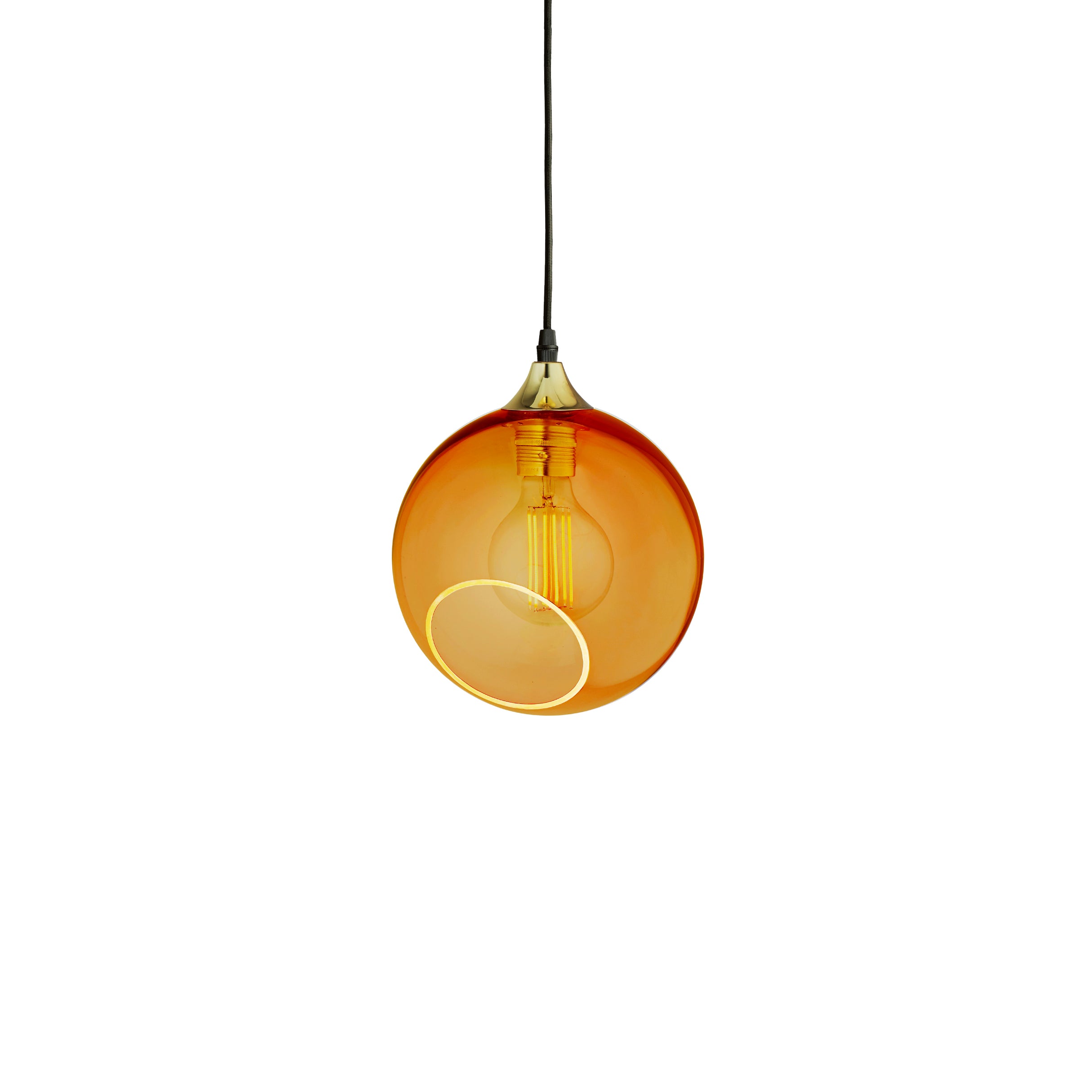 Pendelleuchte BALLROOM bernsteinfarben mit goldener Veredelung