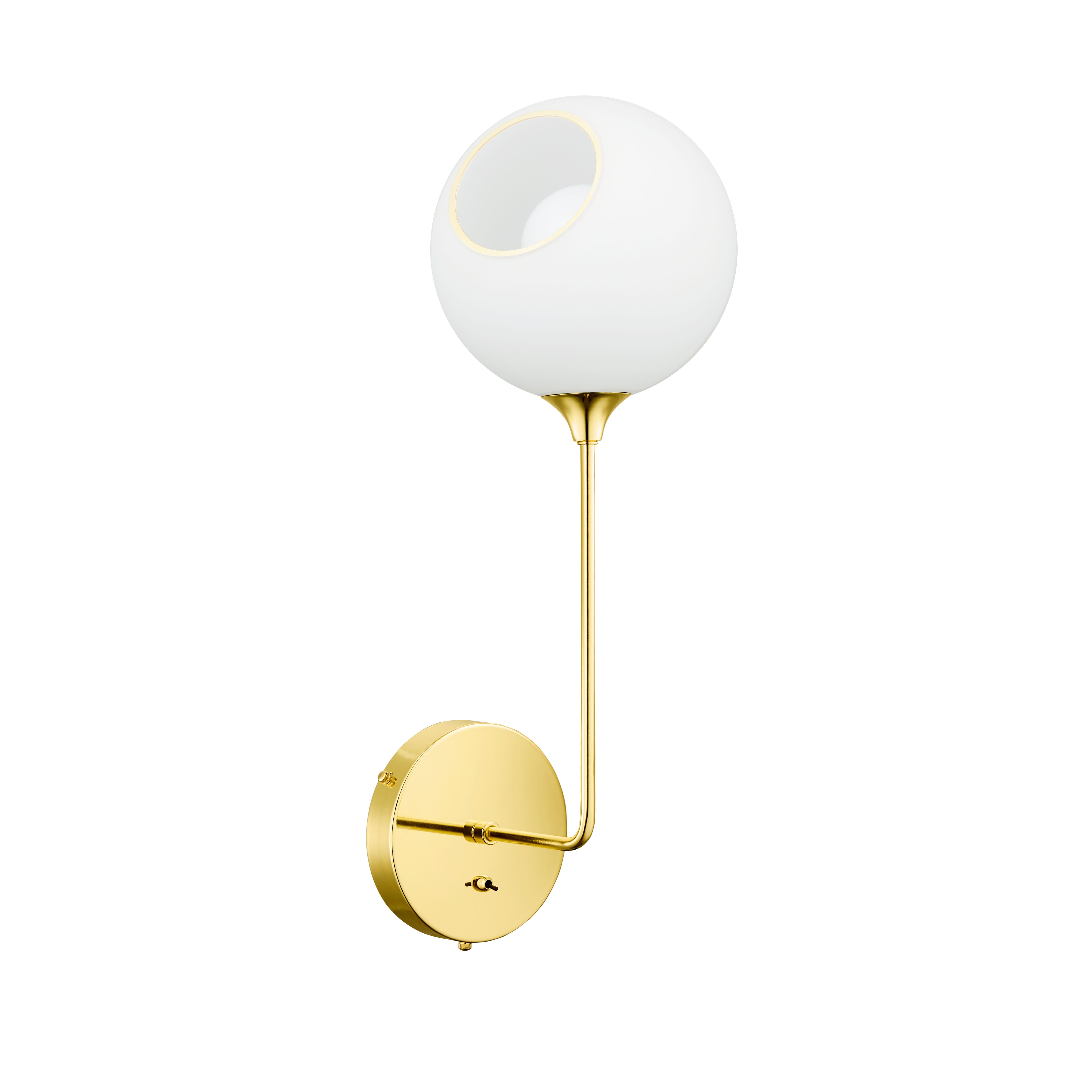 Wandleuchte BALLROOM mit weißem Glas und goldenem Sockel