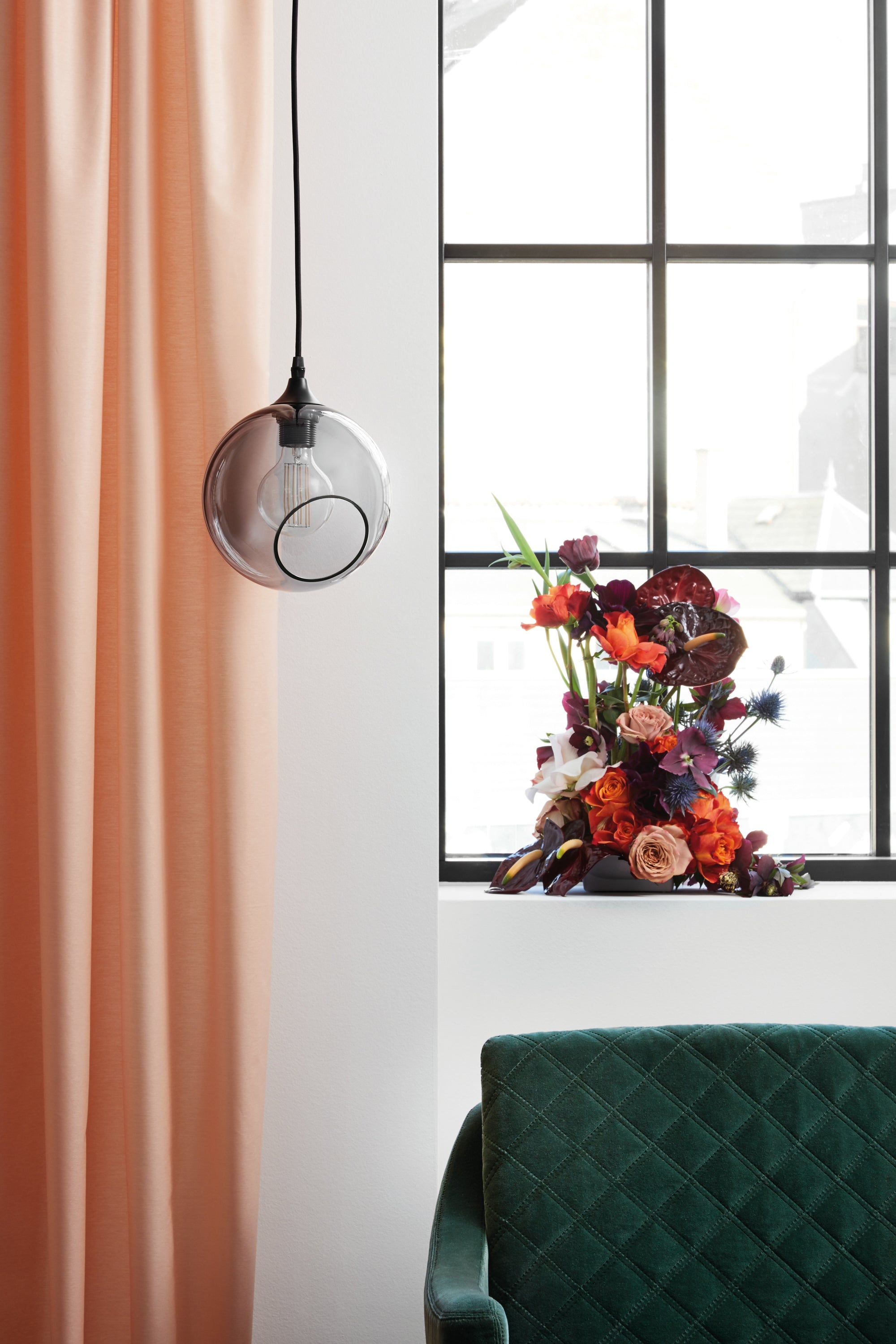 Pendant lamp BALLROOM smoked with black finish [Amelia]
