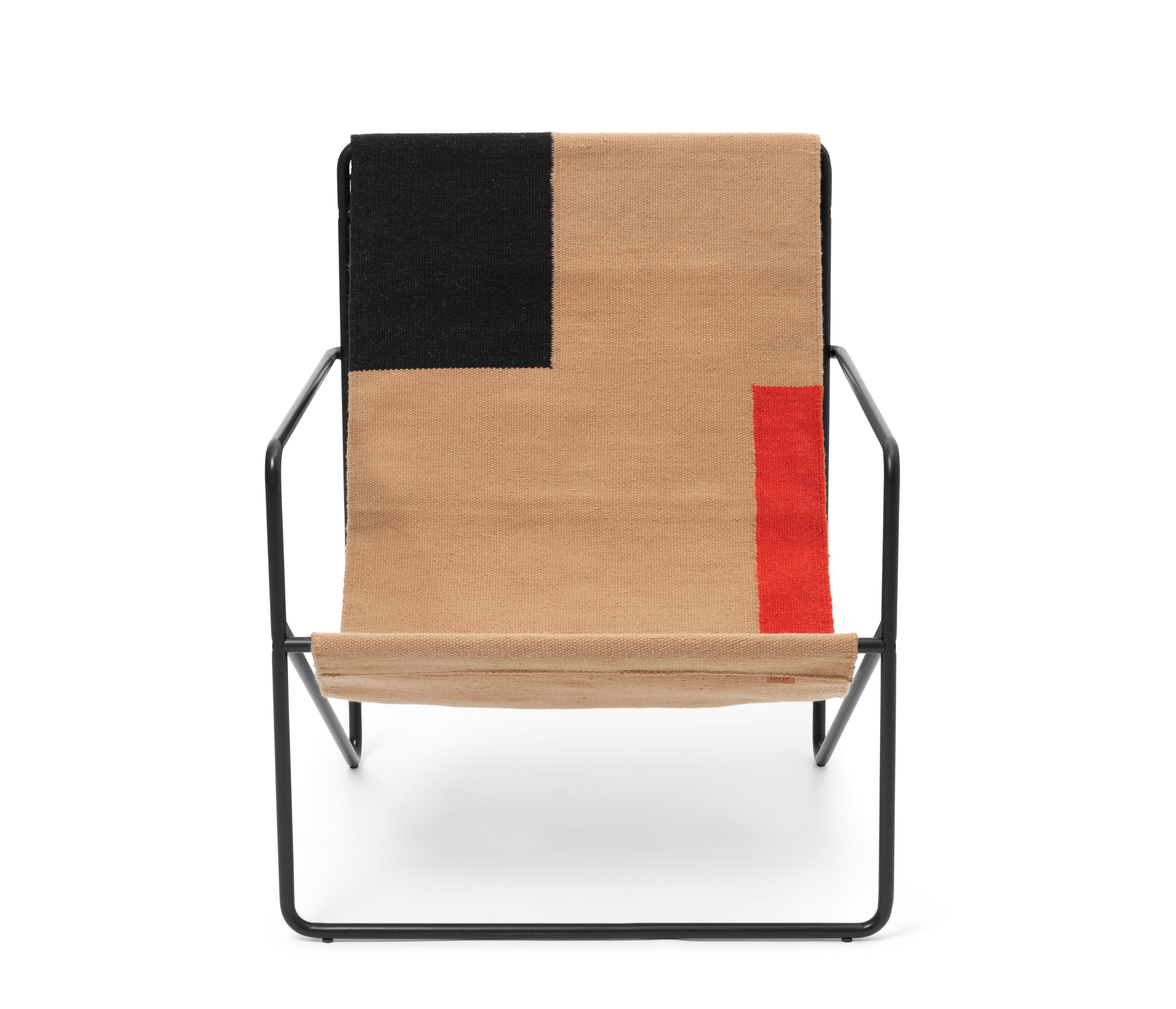 Desert beige-red garden armchair with a black base