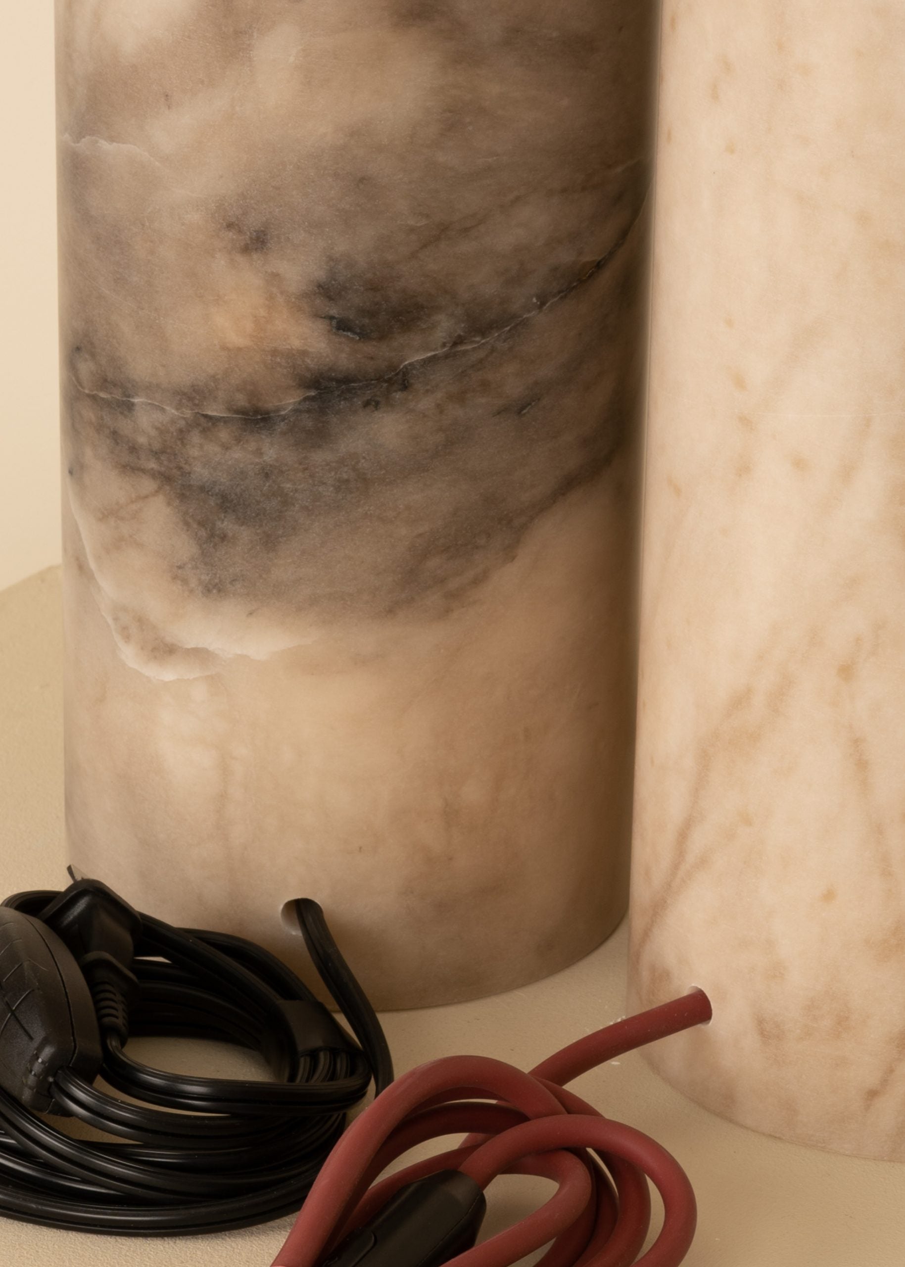 PURA KELO DOUBLE Table Lamp Dark Beige Alabaster