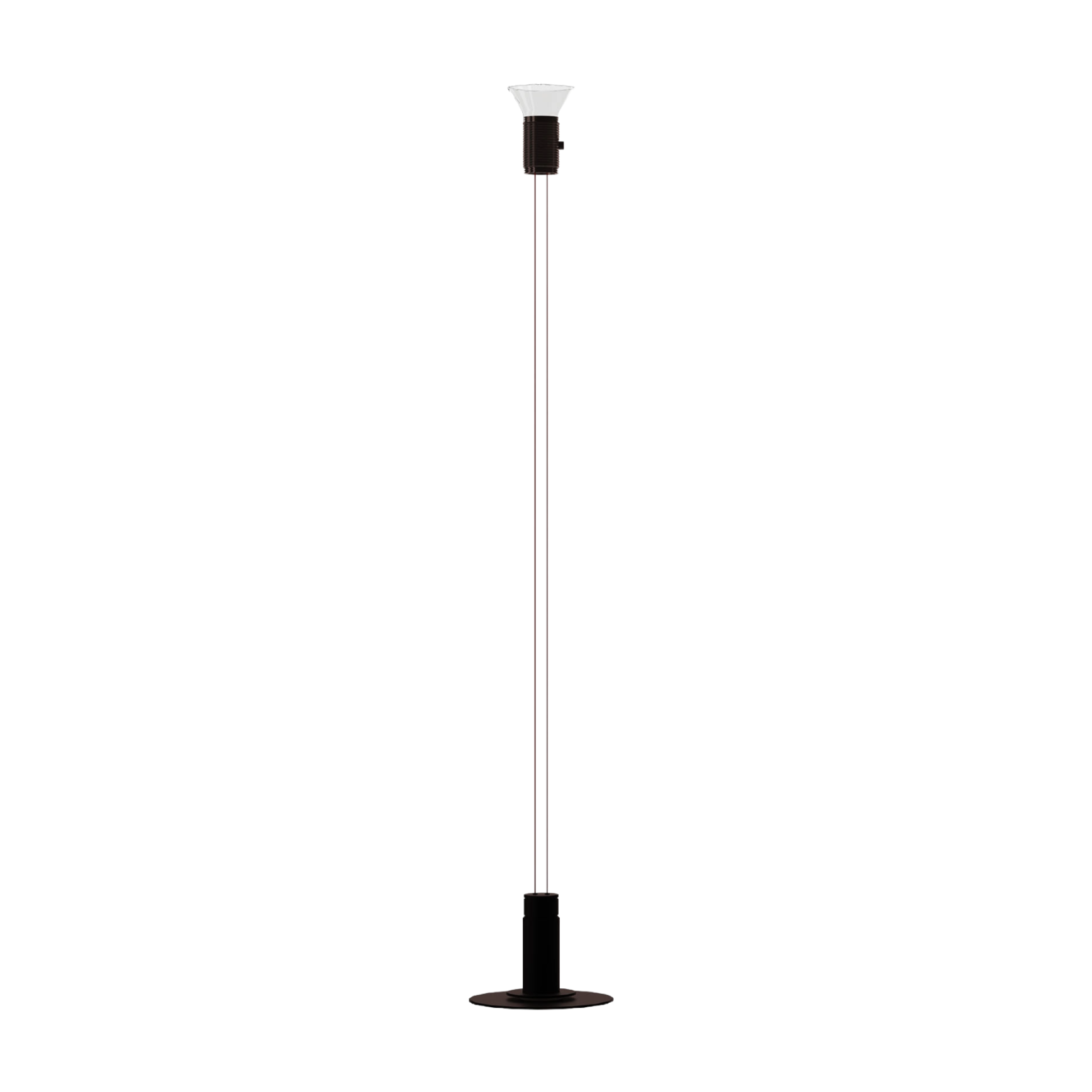 Stehlampe DIA transparent mit matten braunen Elementen
