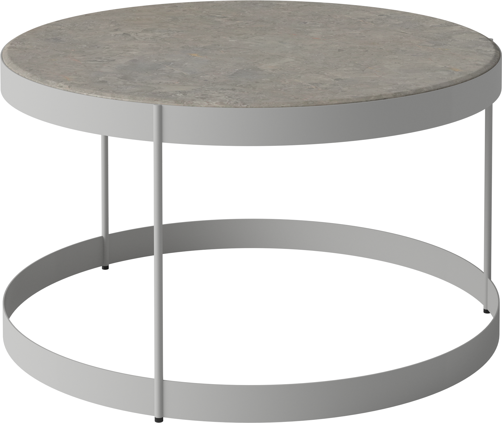 Couchtisch Drum Stone Top mit einer grauen Basis