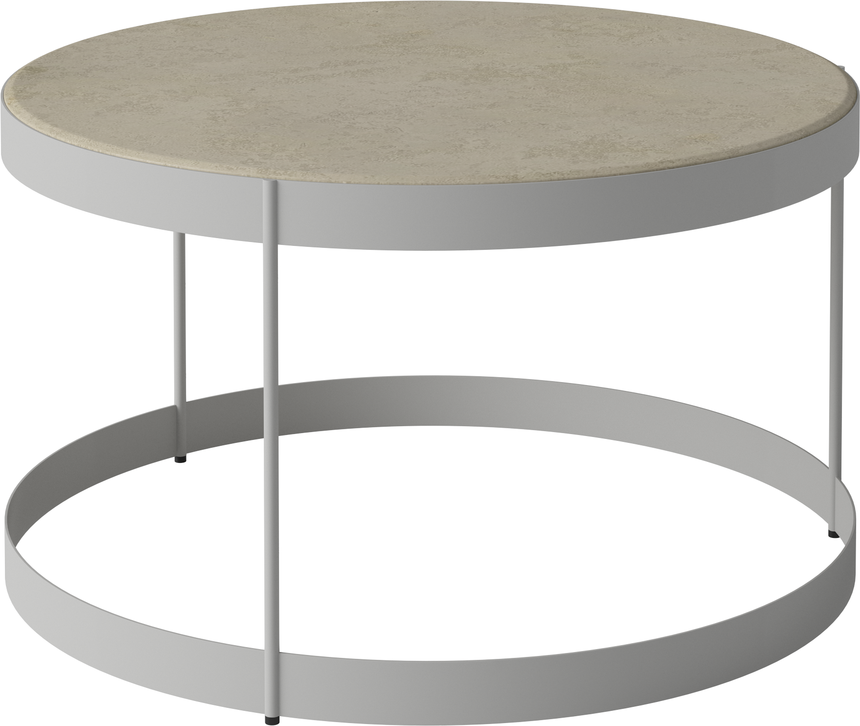 Couchtisch Drum Stone Top mit einer grauen Basis