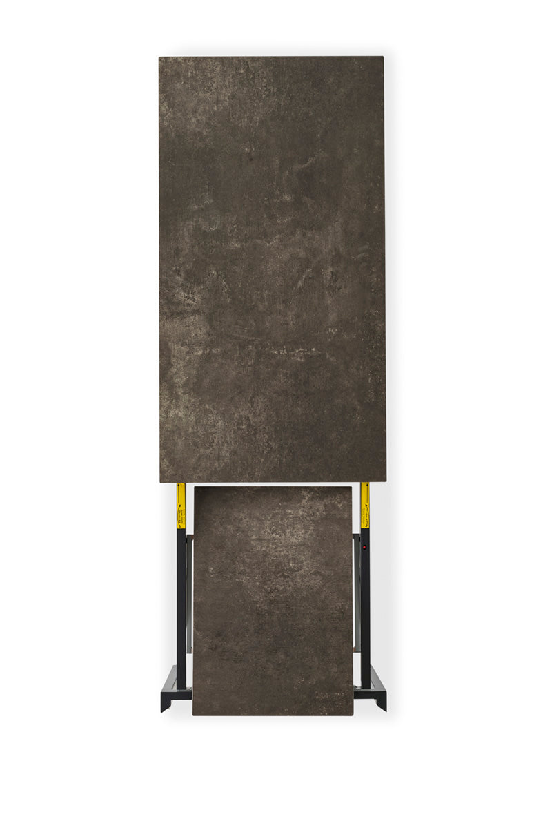 Ausziehbarer Tisch DUCA mit graphitfarbener Tischplatte und schwarzem Gestell