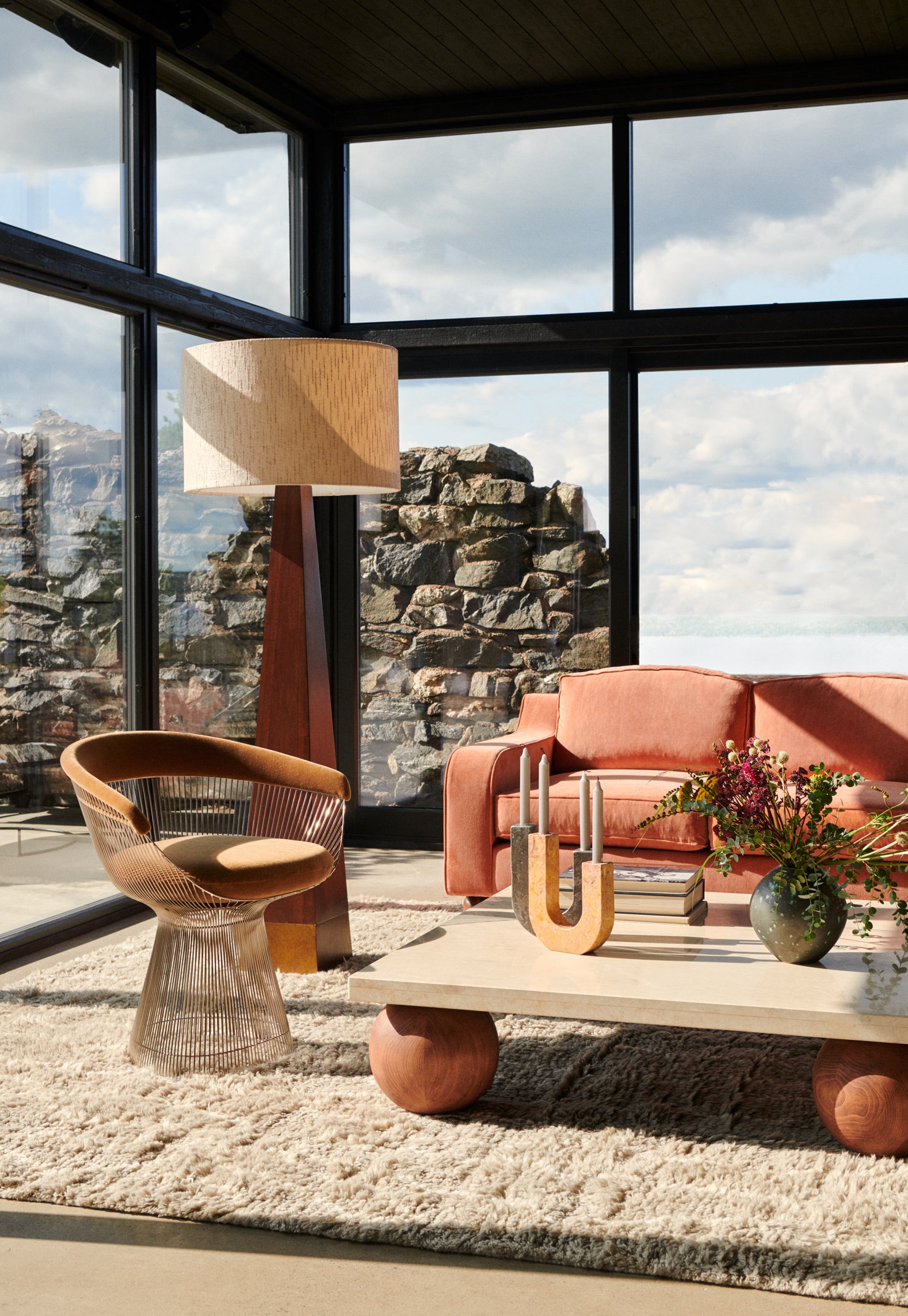 Kerzenhalter ARCO orange Marmor