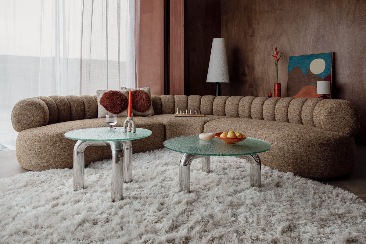 Halbrundes Sofa DUVANE braun meliert