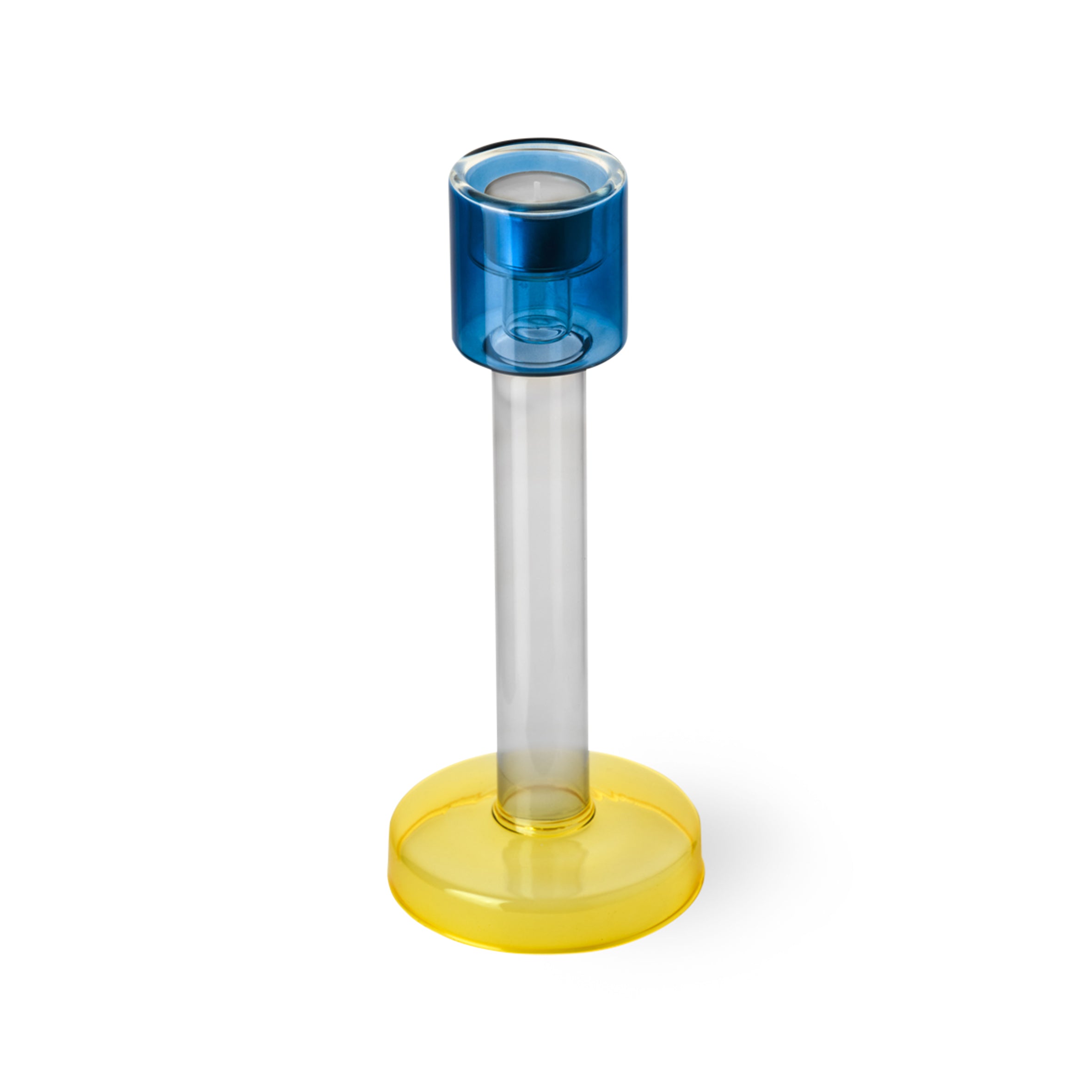 Kerzenhalter BOLE blau mit gelb