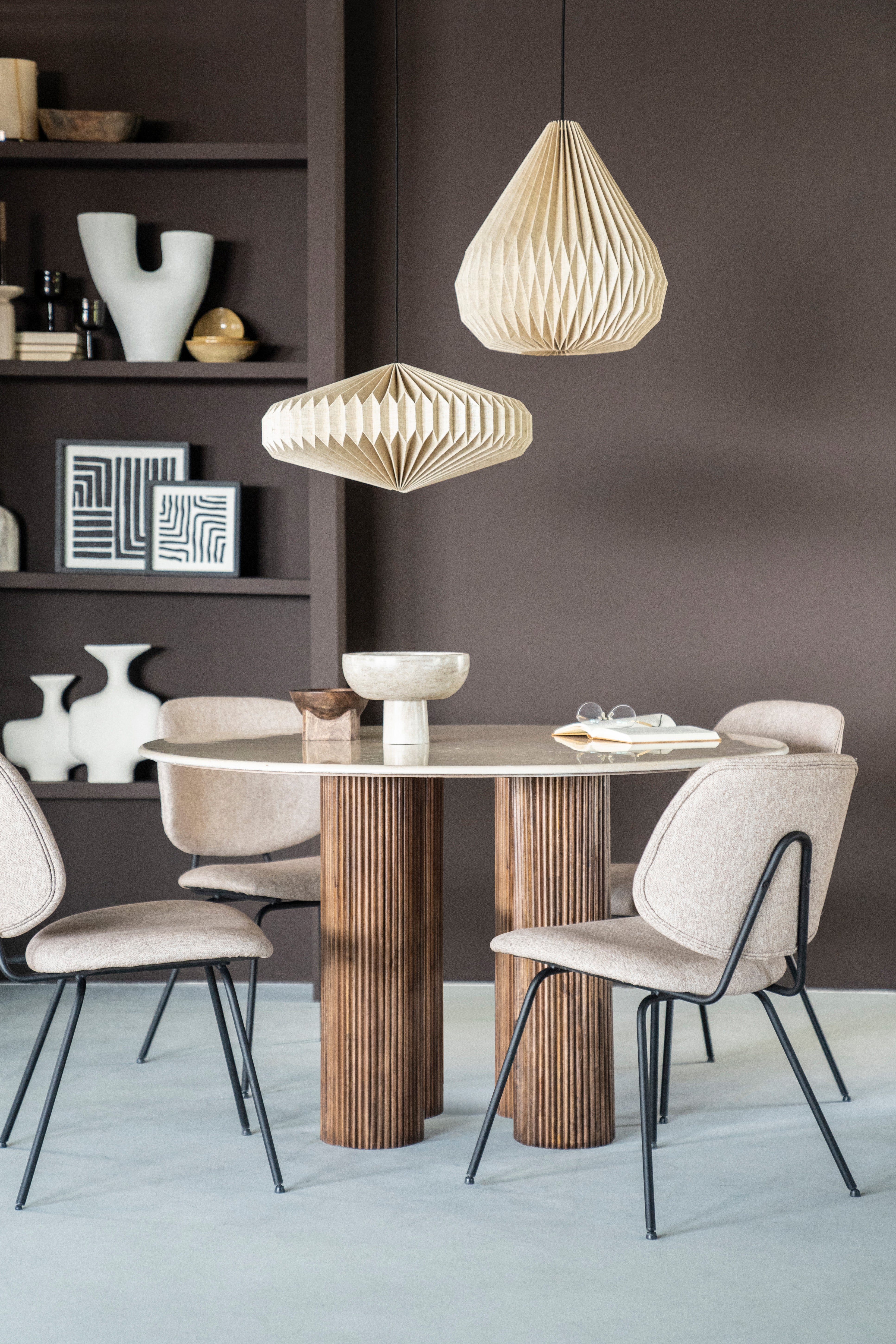 Round table XAVI mango wood with marble top