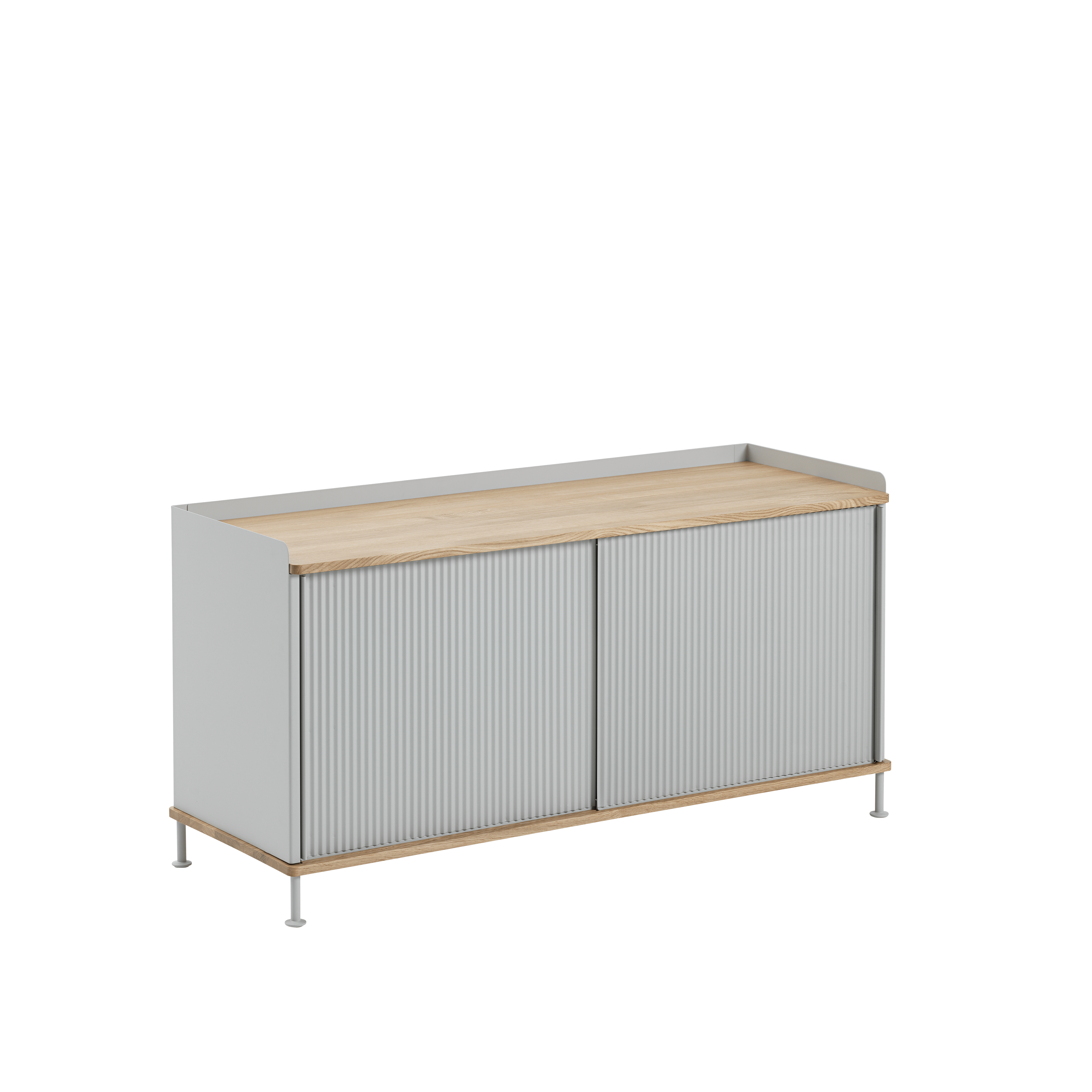 ENFOLD Chest of Drawers Gray with Oak Top