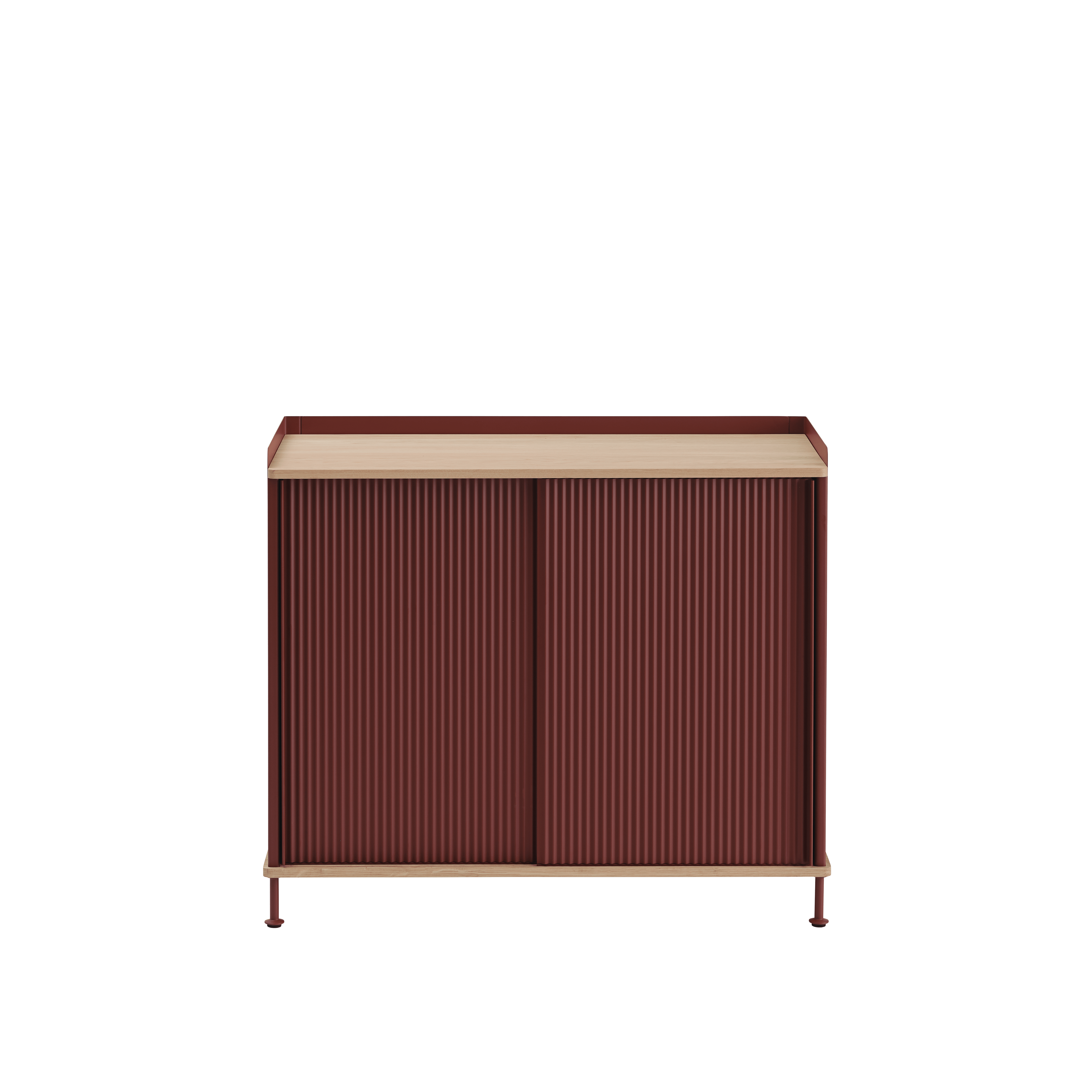 ENFOLD Cabinet Burgundy with Oak Top