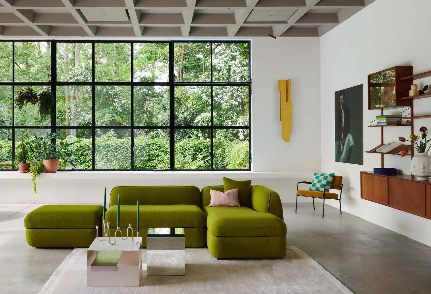 Rechteckiges Kissen STRIPES AND CHECKS orange mit Blau