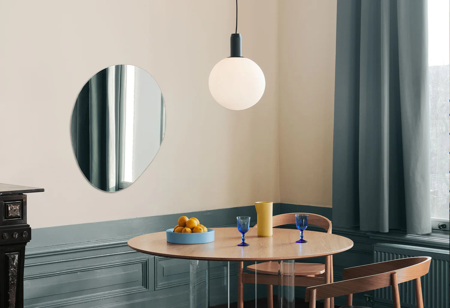 ORB pendant lamp white glass with black