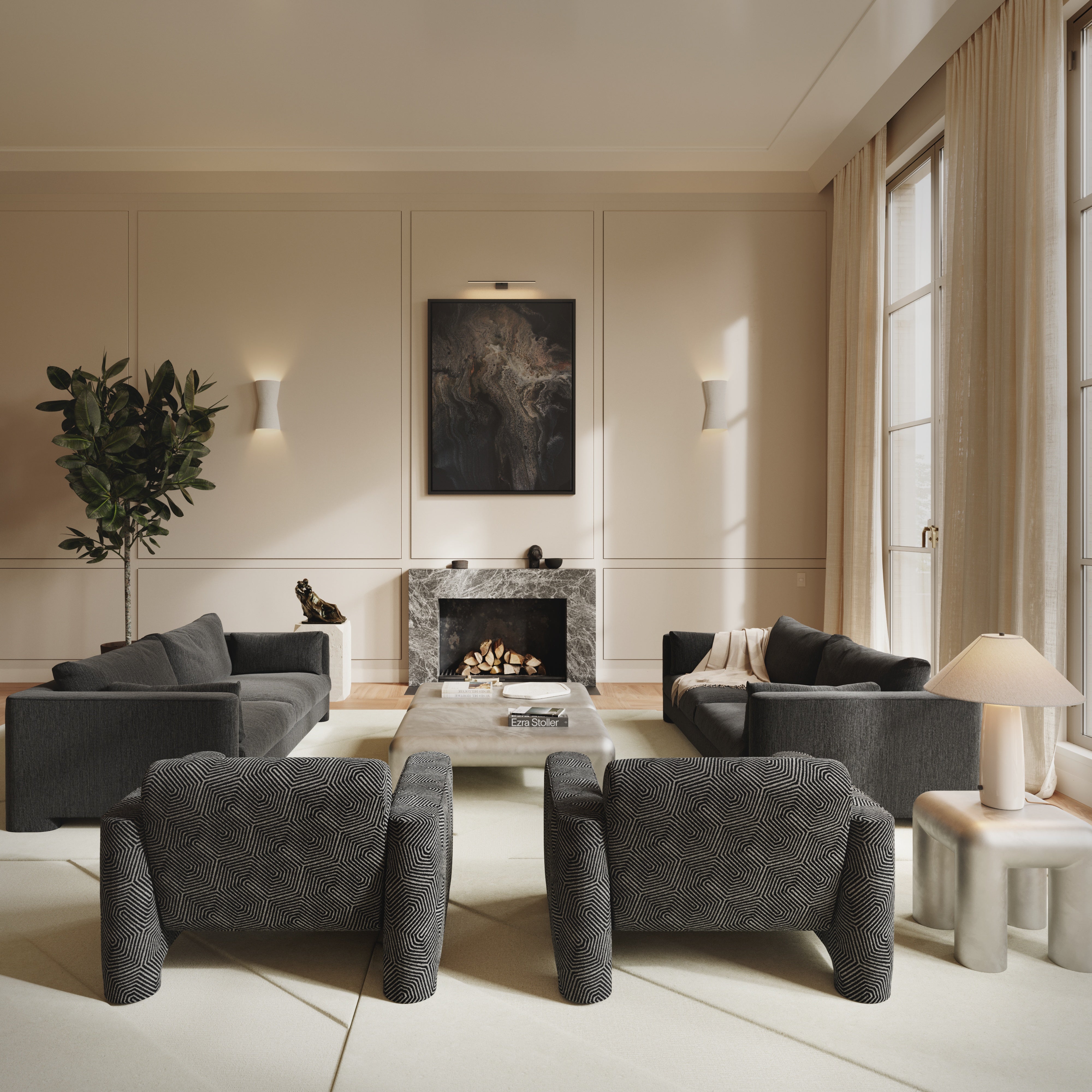Rechteckiger Couchtisch CUBIO hellbeige