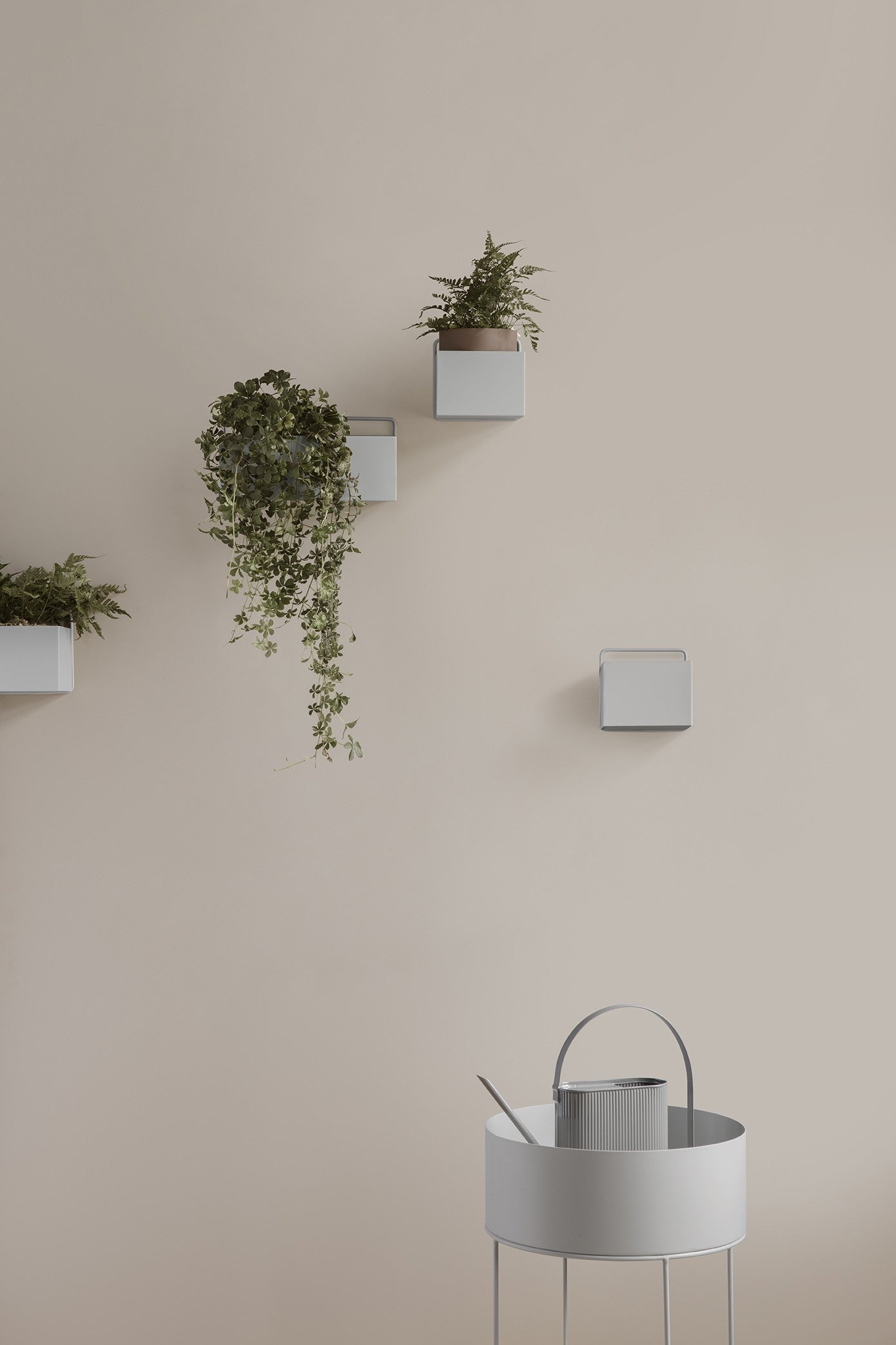PLANT BOX ROUND hellgrauer runder Blumentopf 